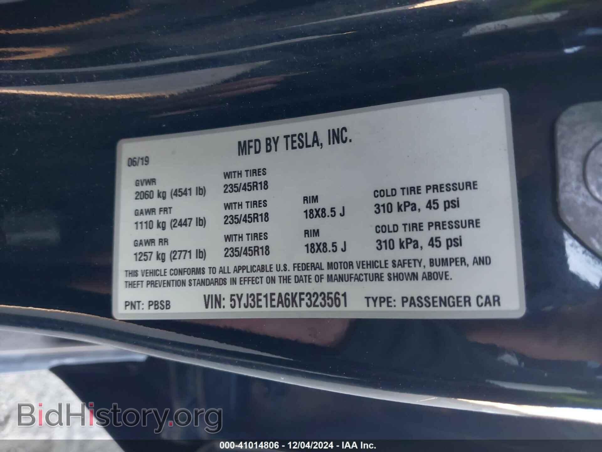 2019 TESLA MODEL 3 - VIN: 5YJ3E1EA6KF323561 - Photo 9