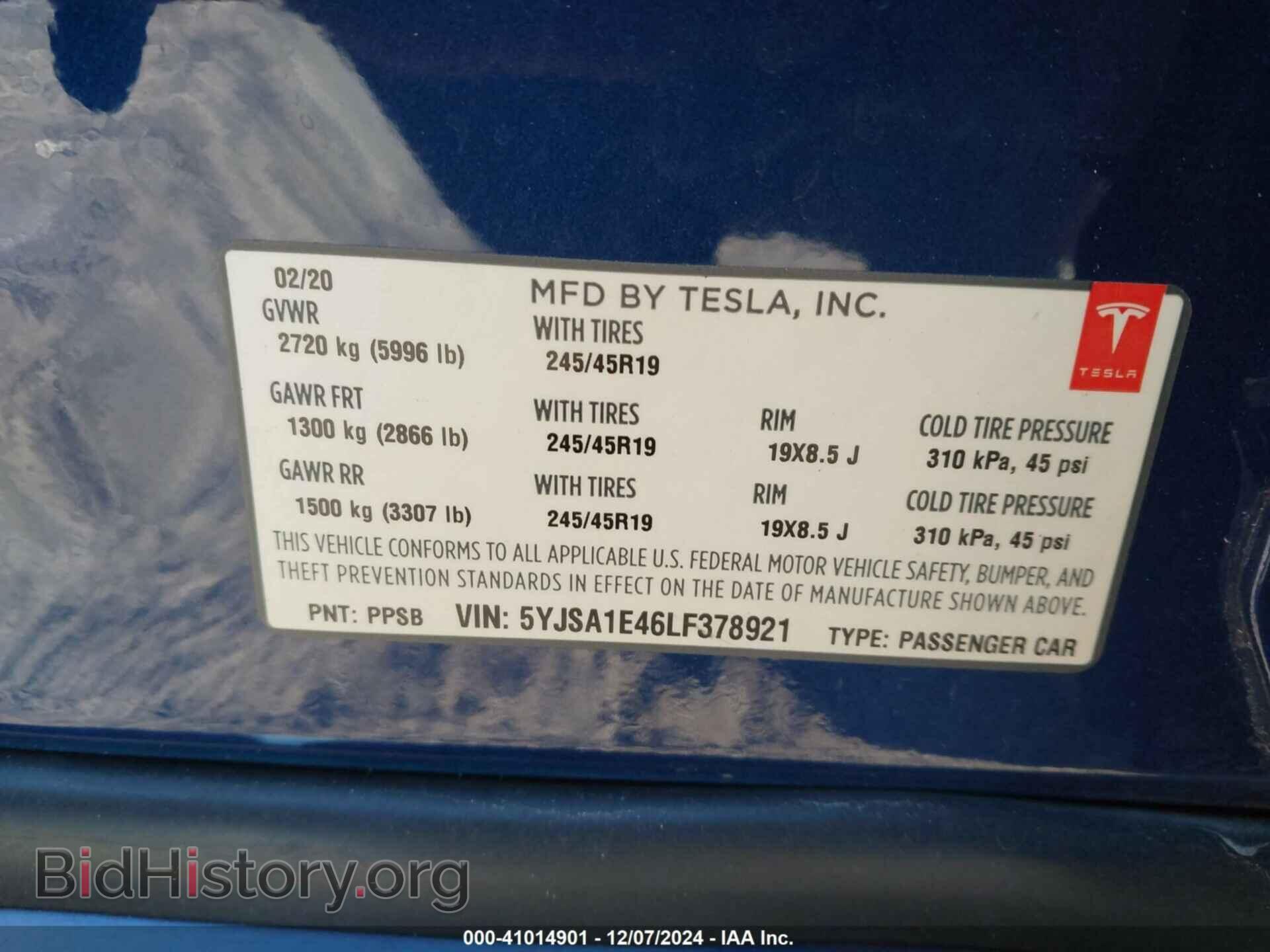 2020 TESLA MODEL S - VIN: 5YJSA1E46LF378921 - Фото 9
