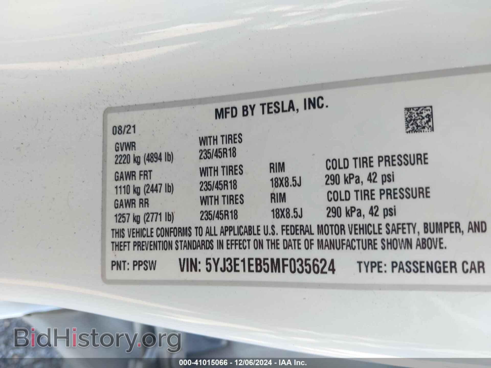 2021 TESLA MODEL 3 - VIN: 5YJ3E1EB5MF035624 - Фото 9