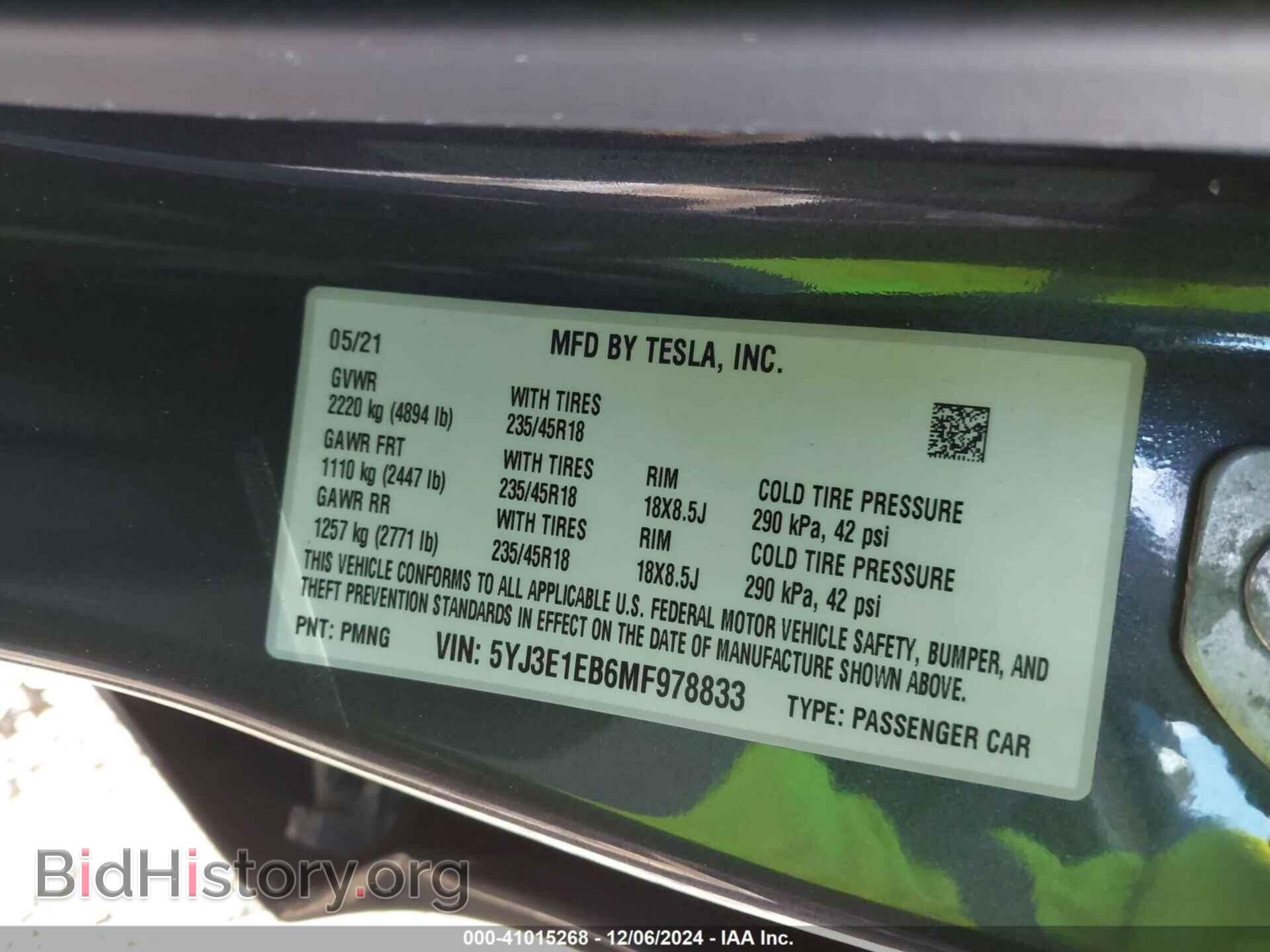 2021 TESLA MODEL 3 - VIN: 5YJ3E1EB6MF978833 - Фото 9