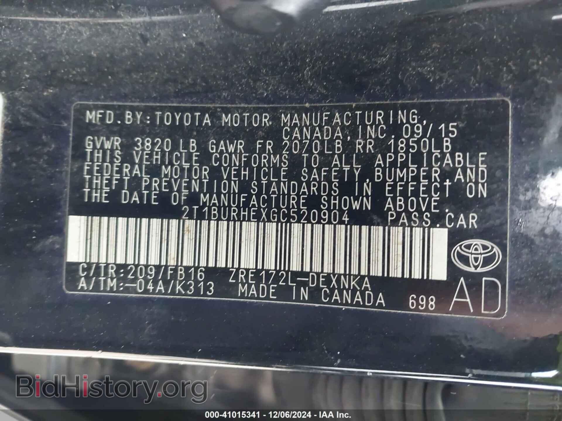 2016 TOYOTA COROLLA - VIN: 2T1BURHEXGC520904 - Фото 9