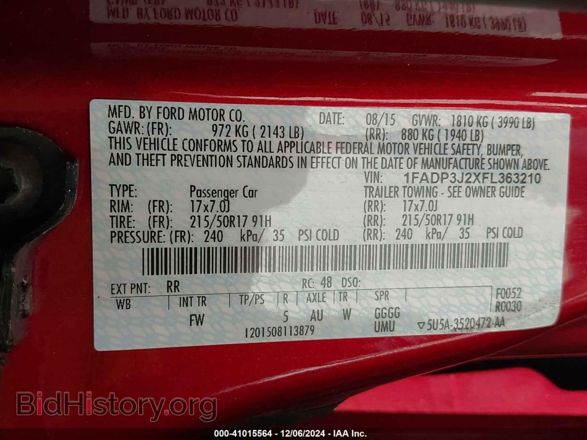 2015 FORD FOCUS - VIN: 1FADP3J2XFL363210 - Фото 9