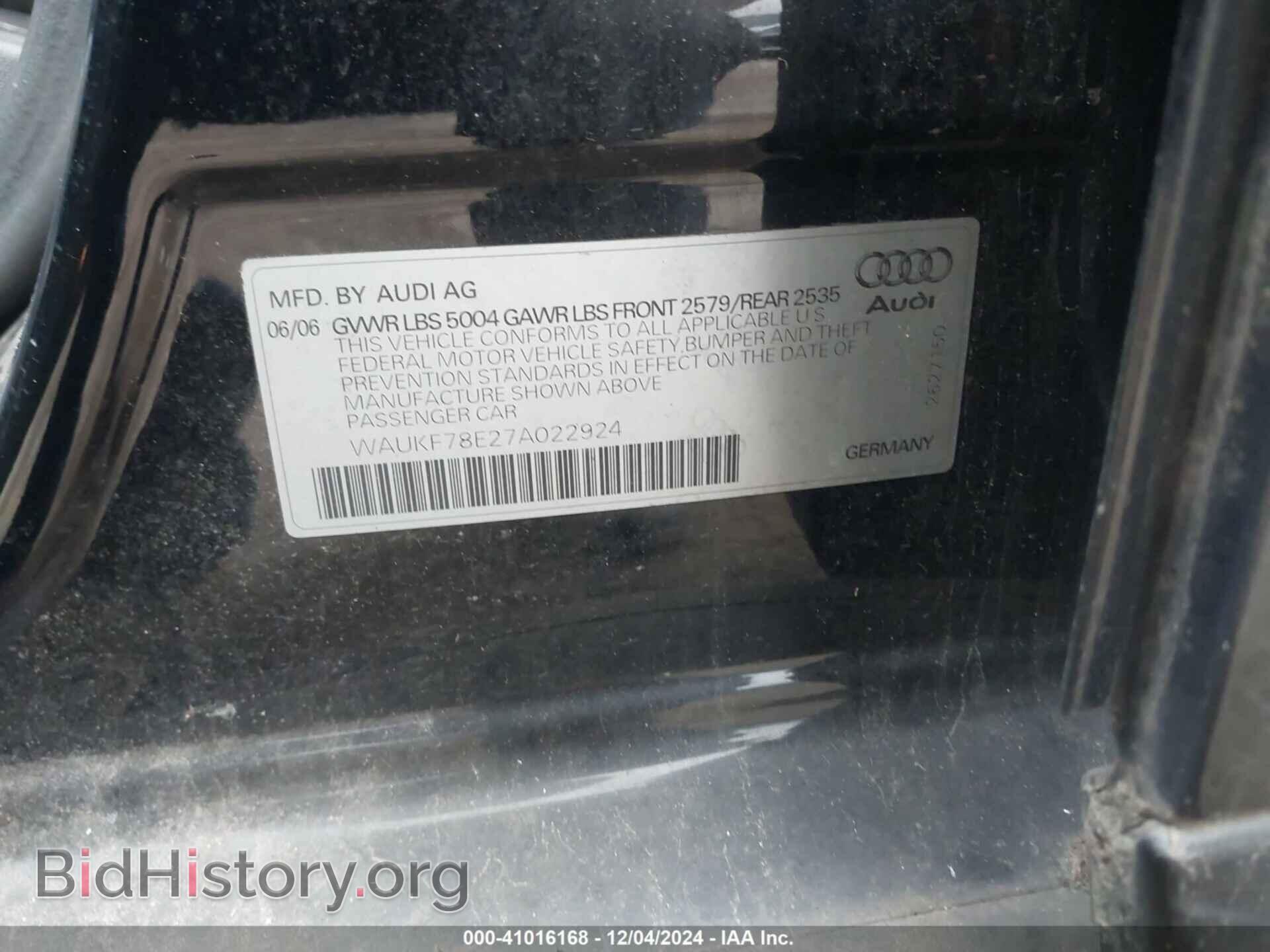 2007 AUDI A4 - VIN: WAUKF78E27A022924 - Фото 9