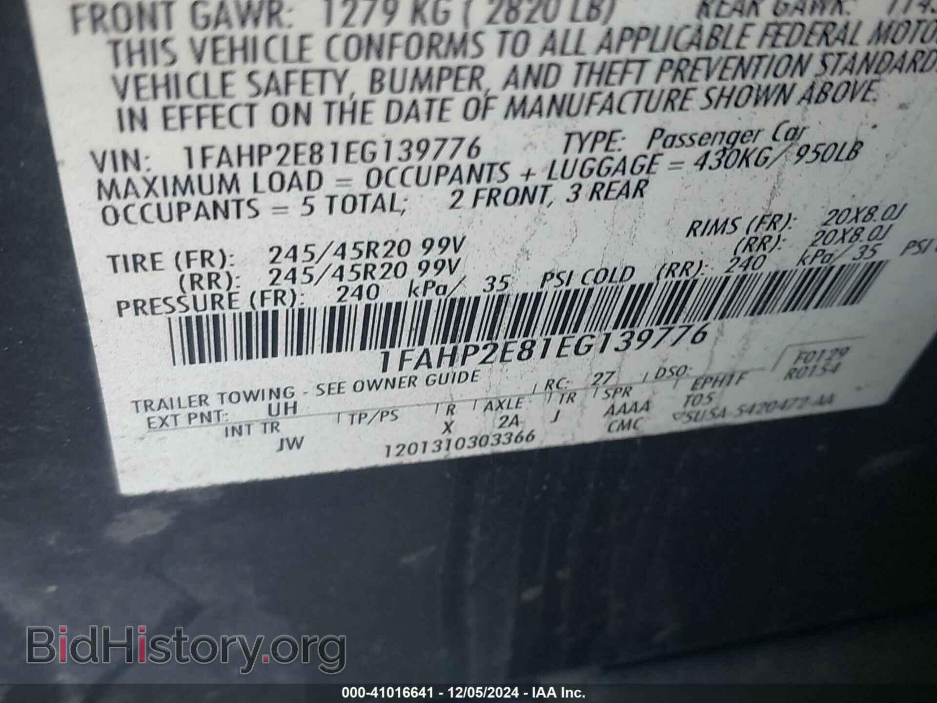 2014 FORD TAURUS - VIN: 1FAHP2E81EG139776 - Фото 9
