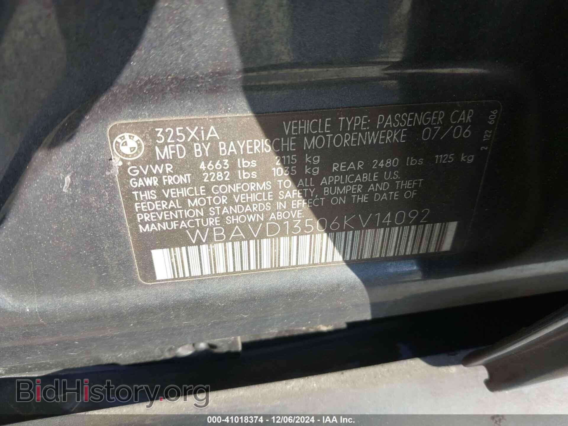 2006 BMW 325XI - VIN: WBAVD13506KV14092 - Фото 9