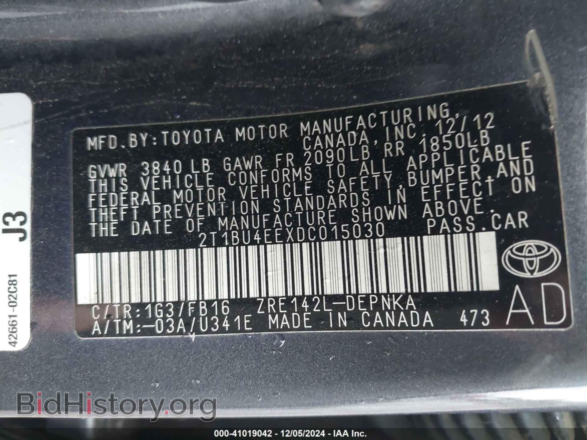 2013 TOYOTA COROLLA - VIN: 2T1BU4EEXDC015030 - Фото 9