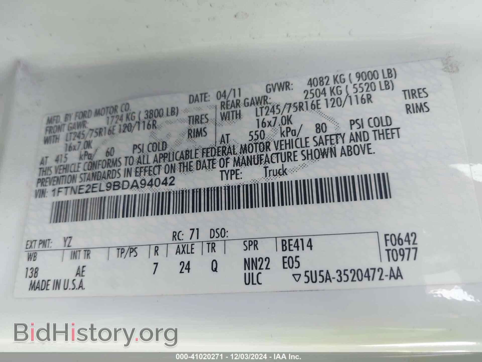 2011 FORD E-250 - VIN: 1FTNE2EL9BDA94042 - Photo 9