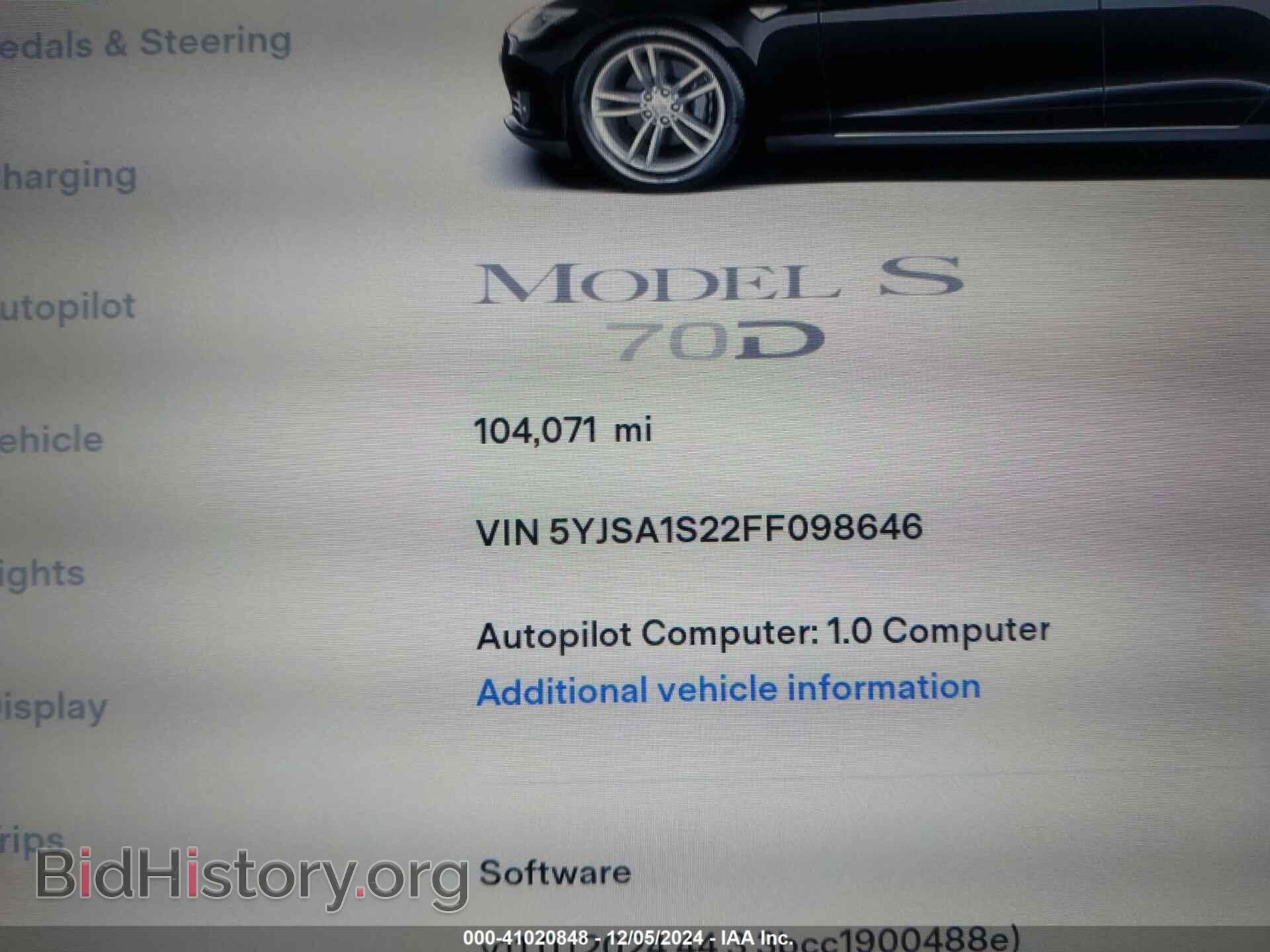 2015 TESLA MODEL S - VIN: 5YJSA1S22FF098646 - Фото 7