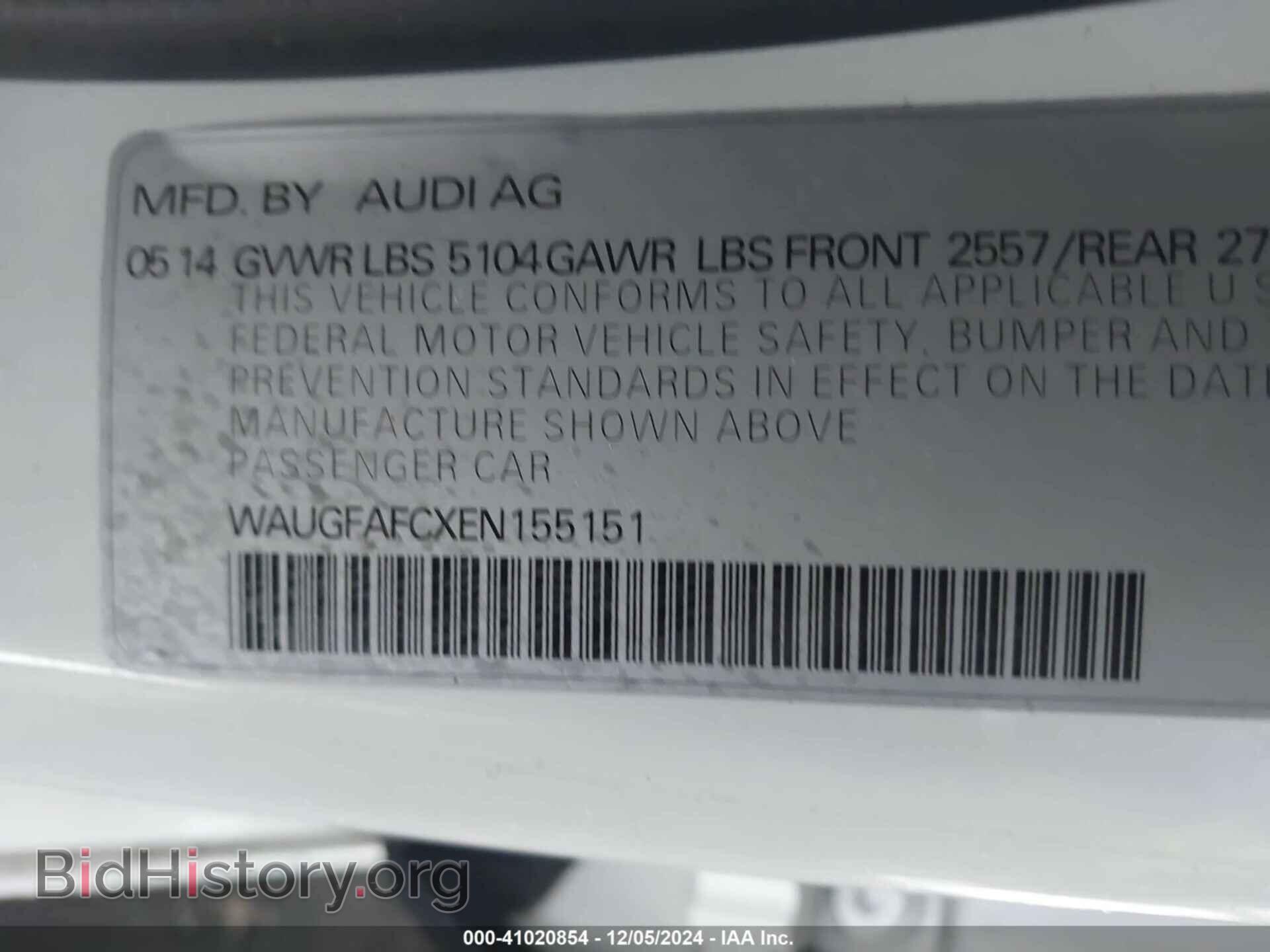 2014 AUDI A6 - VIN: WAUGFAFCXEN155151 - Фото 9