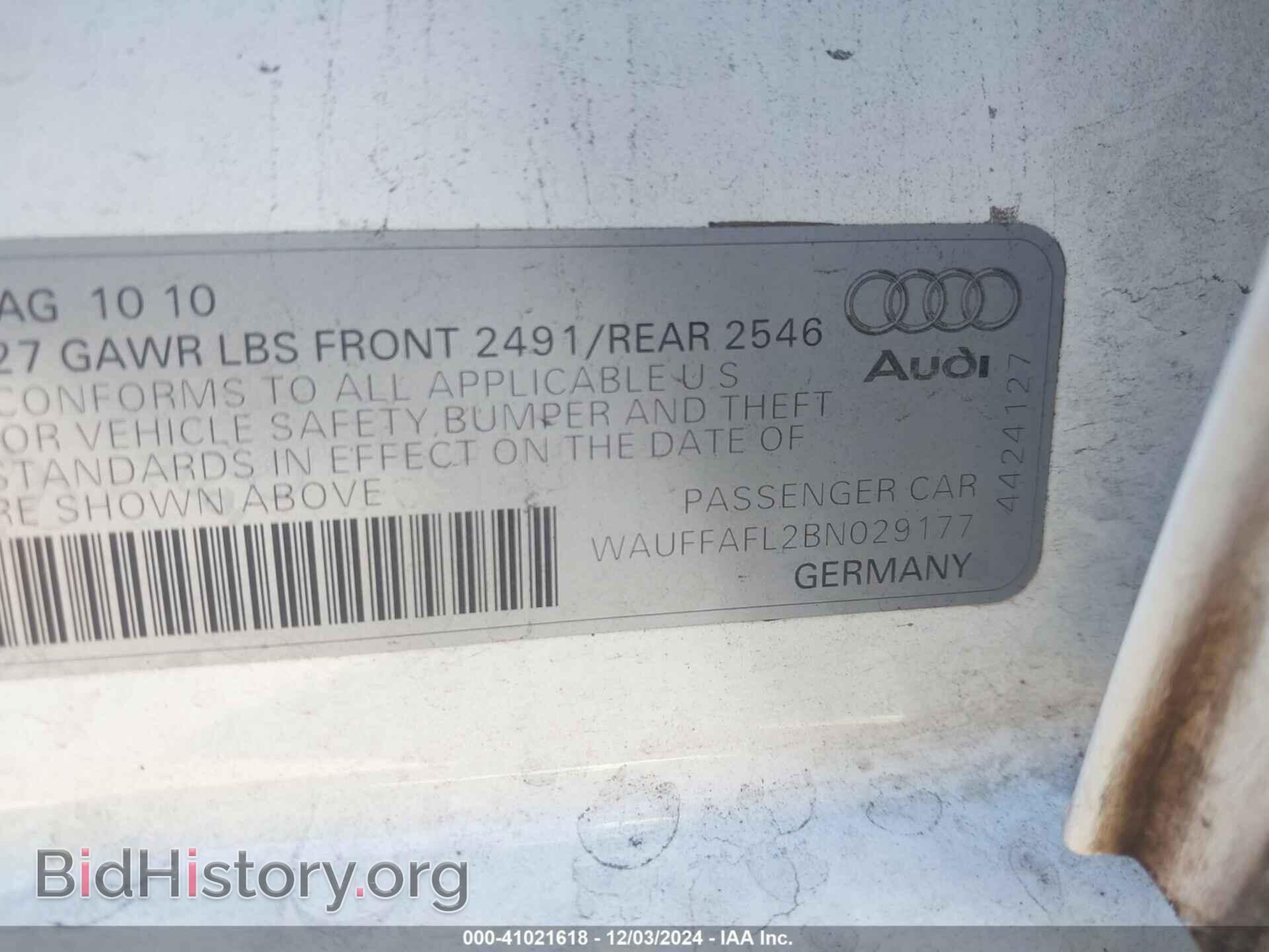 2011 AUDI A4 - VIN: WAUFFAFL2BN029177 - Фото 9