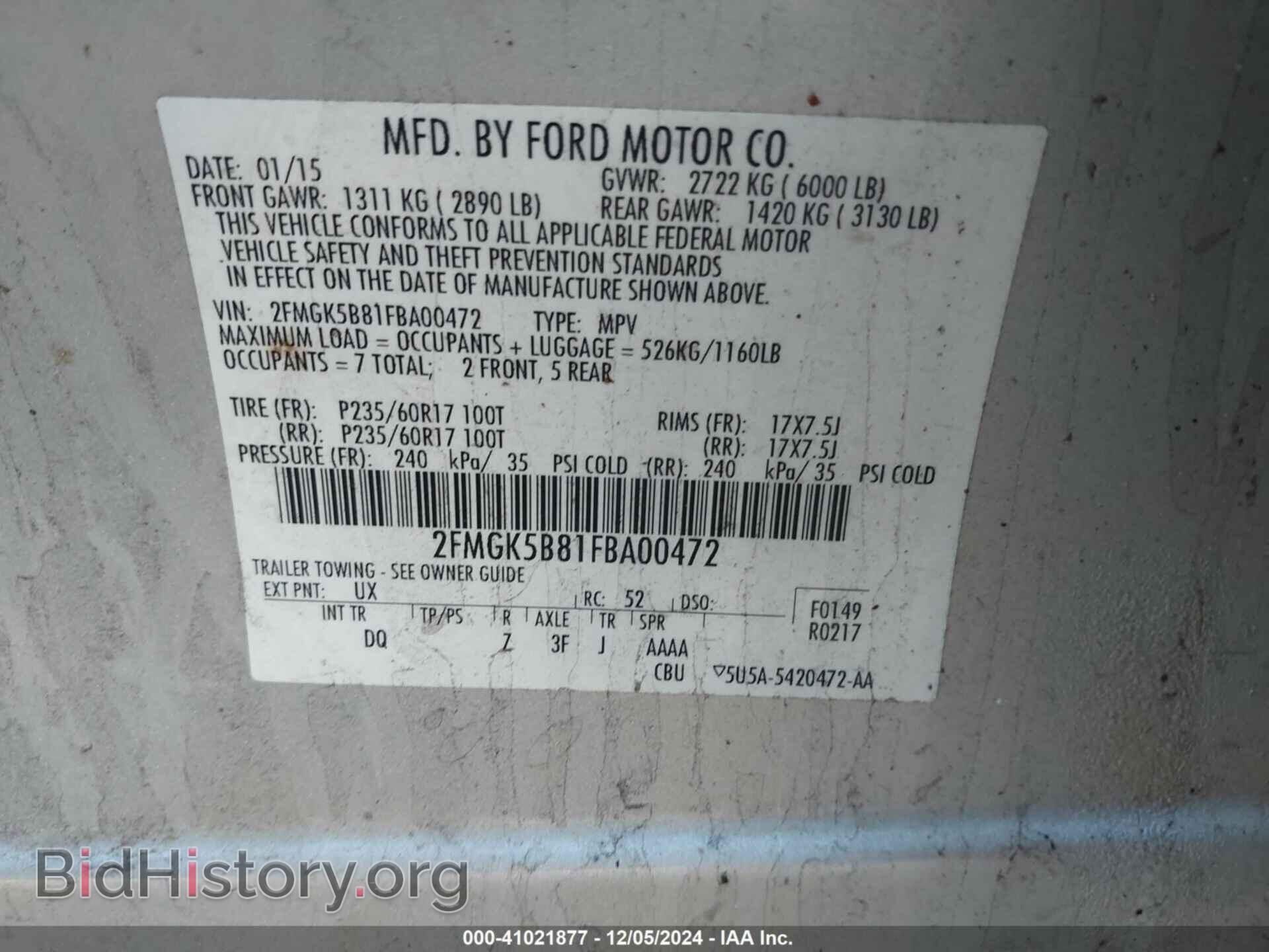 2015 FORD FLEX - VIN: 2FMGK5B81FBA00472 - Photo 9