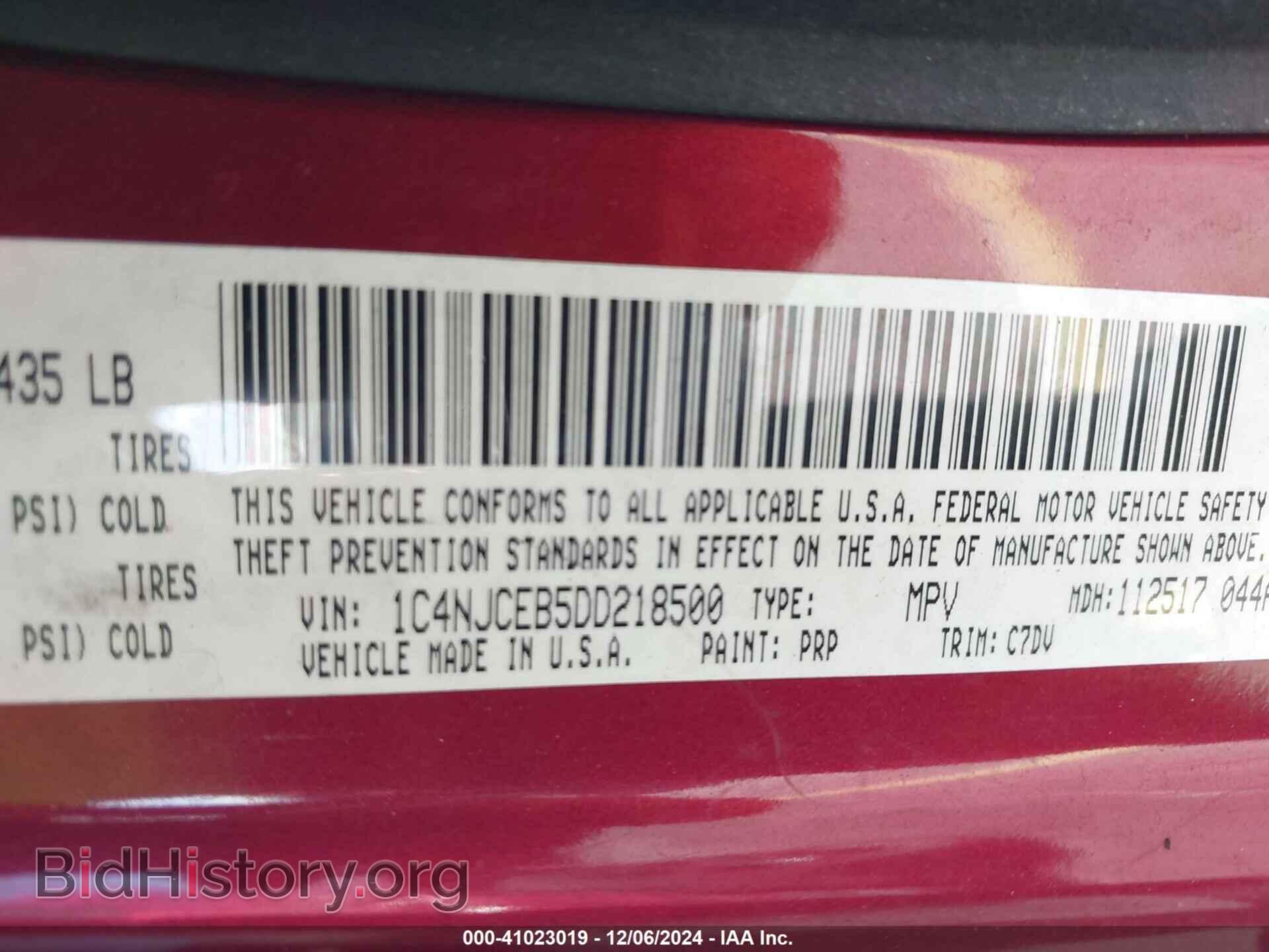 2013 JEEP COMPASS - VIN: 1C4NJCEB5DD218500 - Фото 9