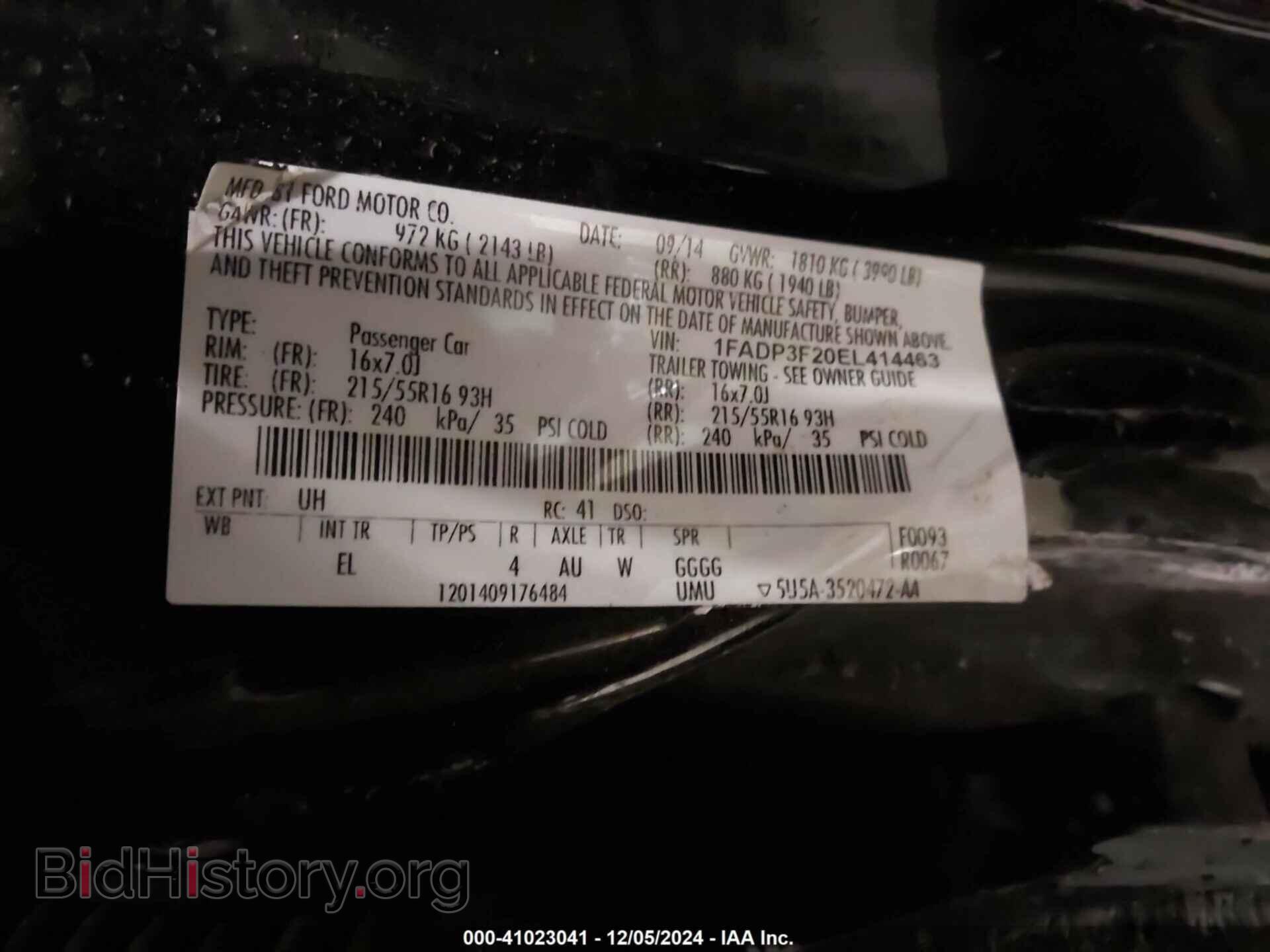 2014 FORD FOCUS - VIN: 1FADP3F20EL414463 - Фото 9