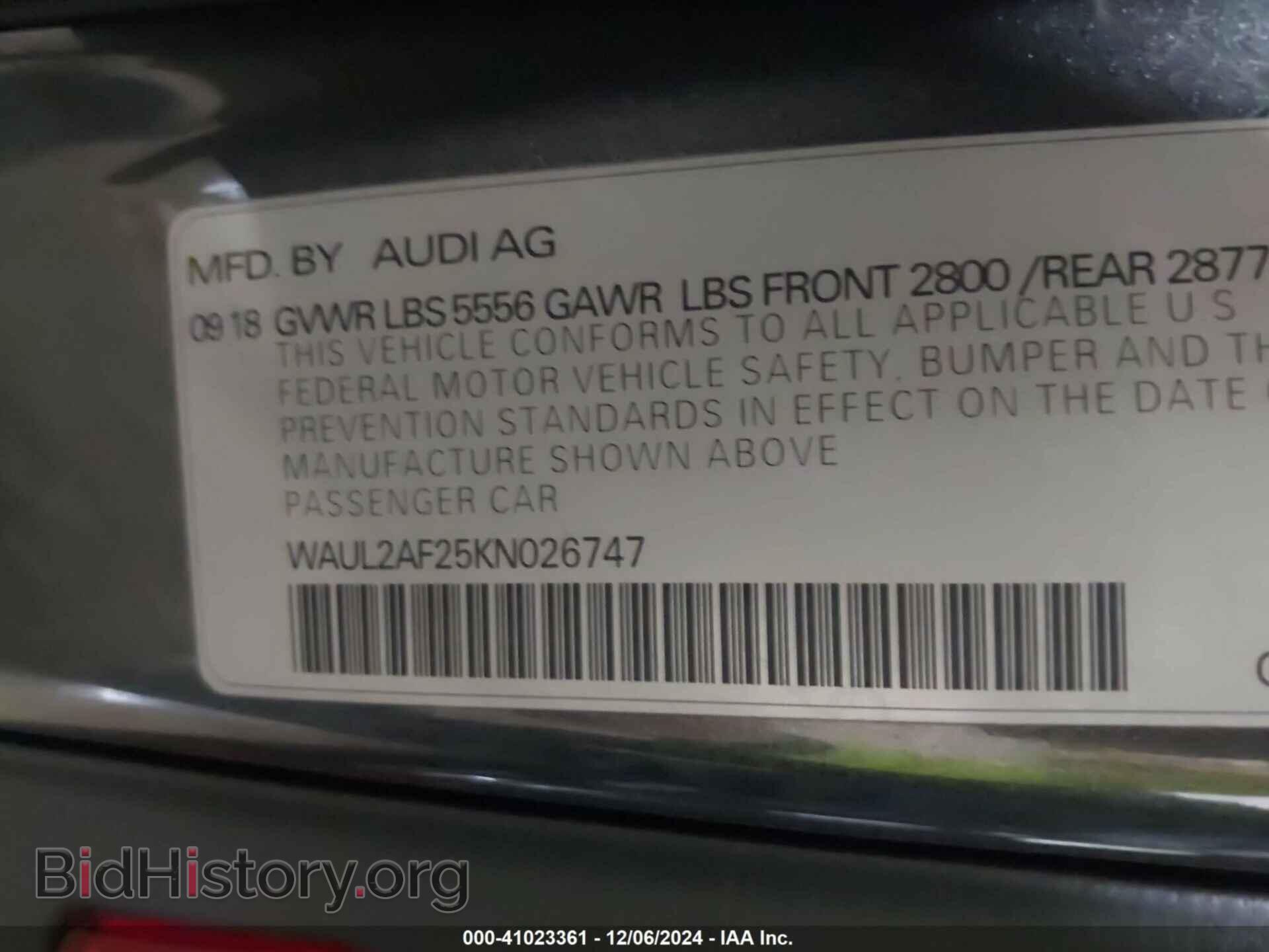2019 AUDI A6 - VIN: WAUL2AF25KN026747 - Фото 9