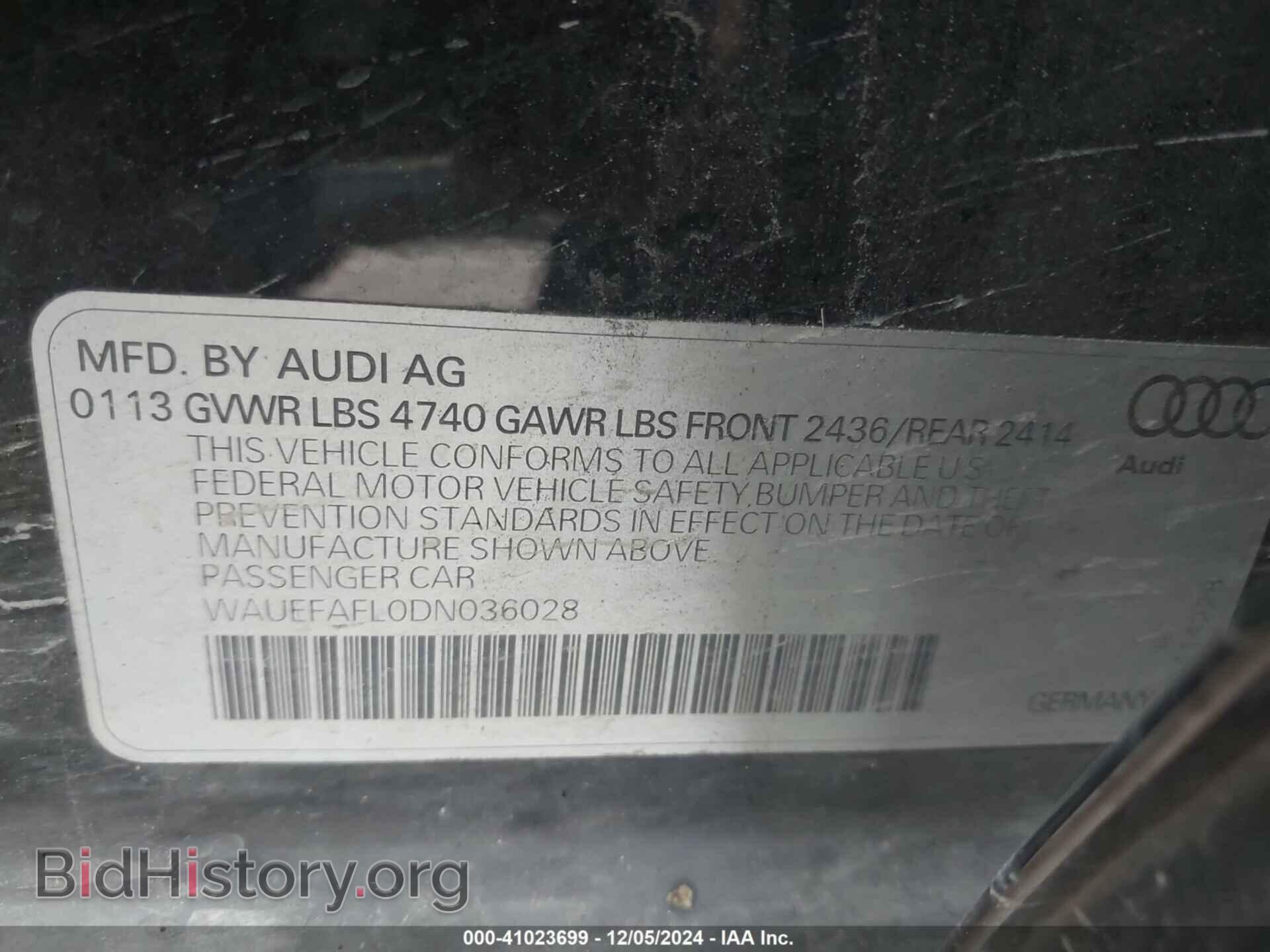 2013 AUDI A4 - VIN: WAUEFAFL0DN036028 - Фото 9