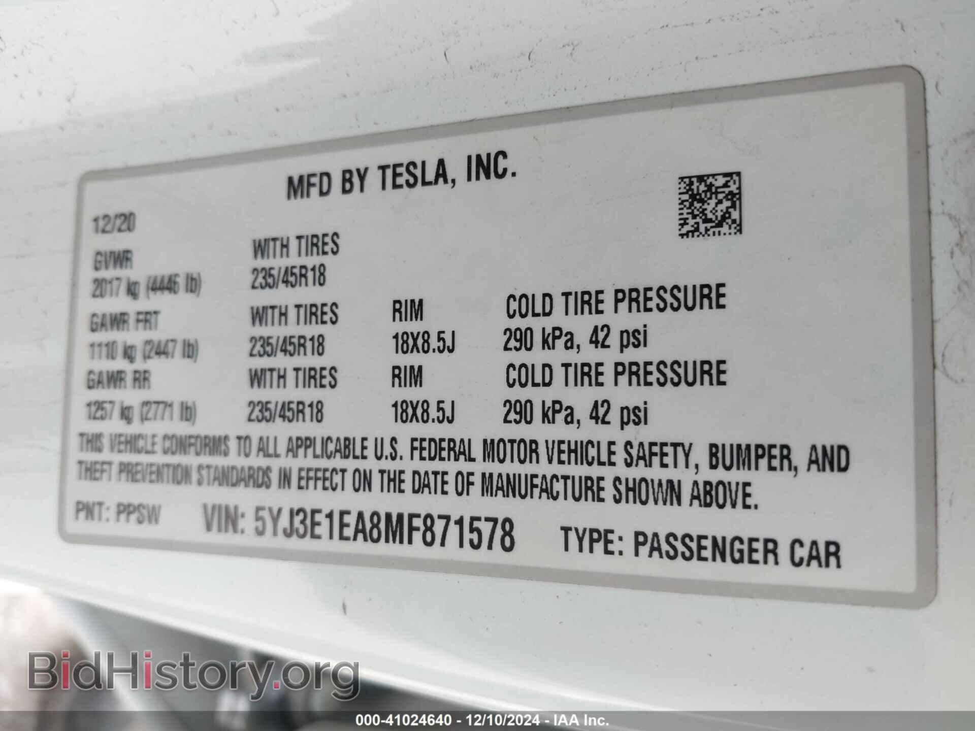 2021 TESLA MODEL 3 - VIN: 5YJ3E1EA8MF871578 - Photo 9