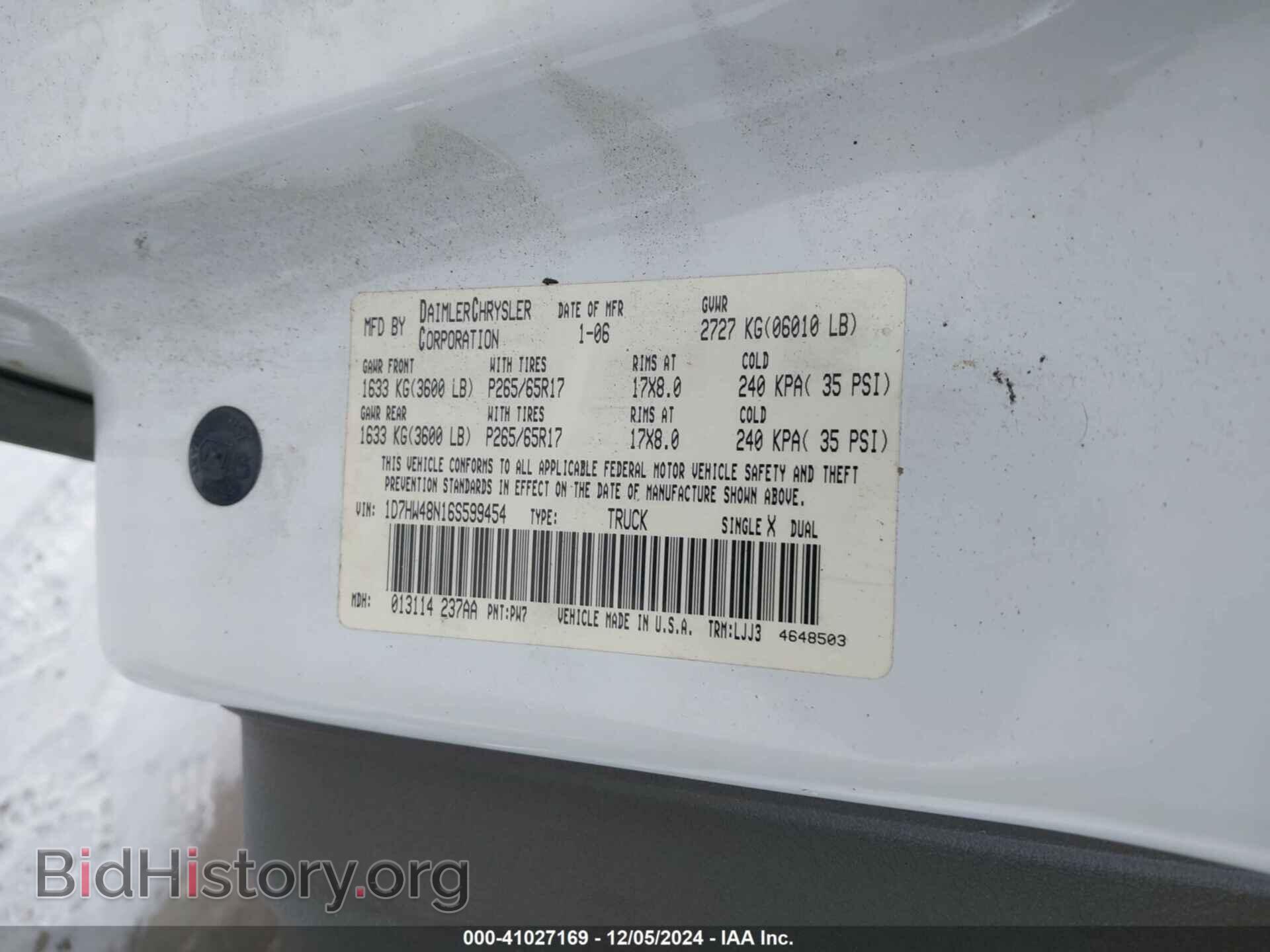 2006 DODGE DAKOTA - VIN: 1D7HW48N16S599454 - Фото 9