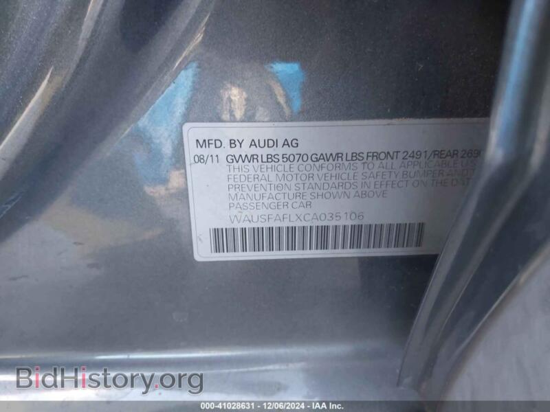2012 Audi A4 (VIN WAUSFAFLXCA035106) — photo 9 of 16
