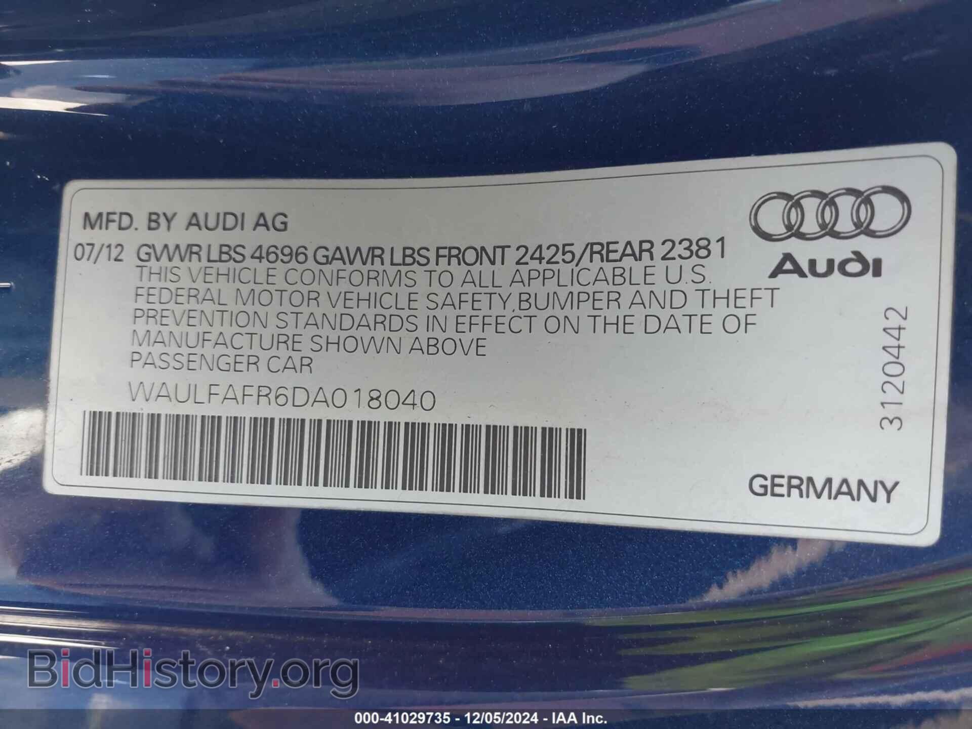 2013 AUDI A5 - VIN: WAULFAFR6DA018040 - Фото 9
