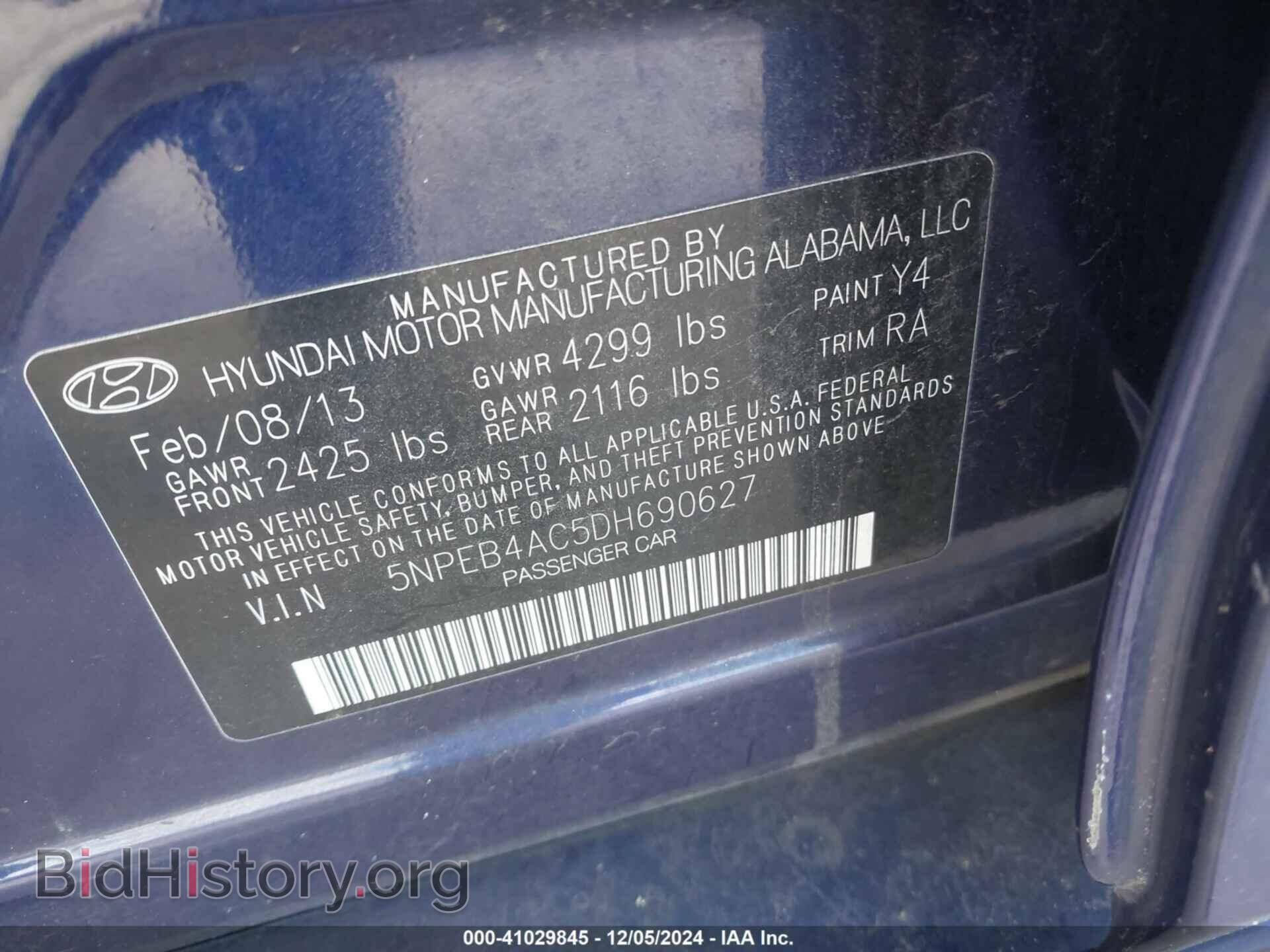2013 HYUNDAI SONATA - VIN: 5NPEB4AC5DH690627 - Фото 9