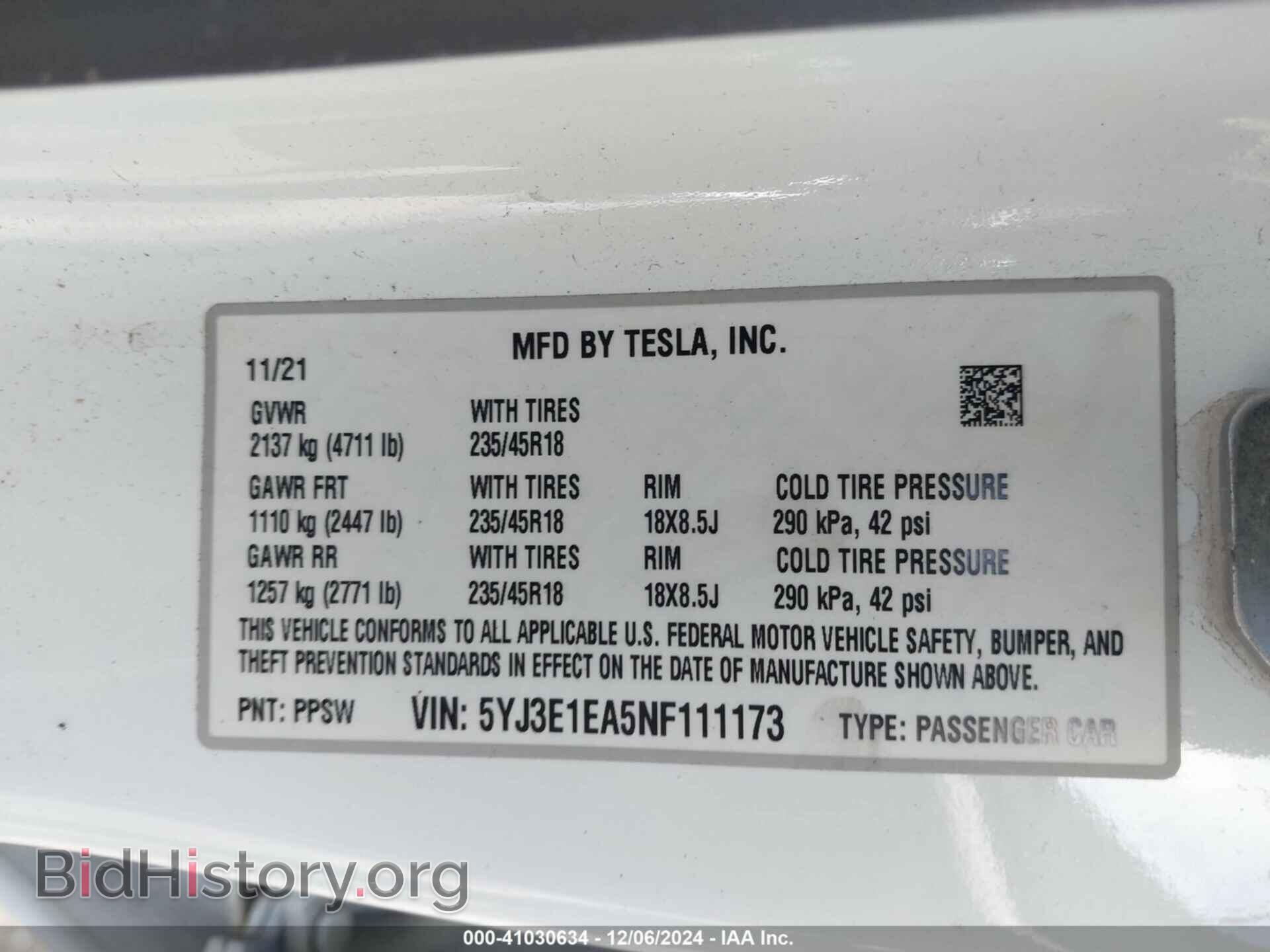 2022 TESLA MODEL 3 - VIN: 5YJ3E1EA5NF111173 - Фото 9