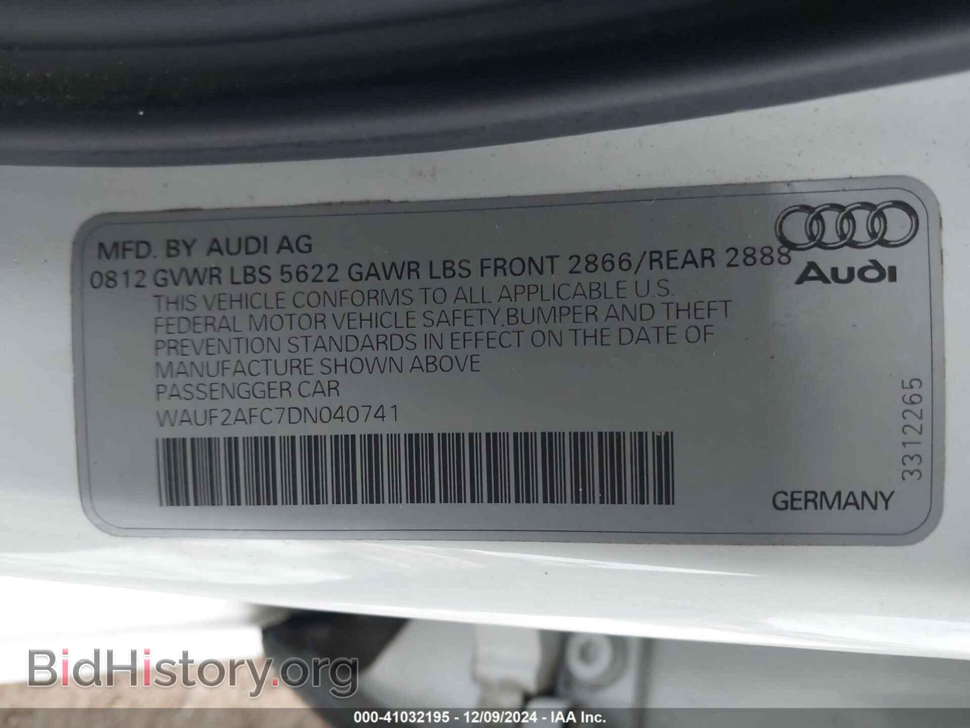 2013 AUDI S6 - VIN: WAUF2AFC7DN040741 - Фото 9