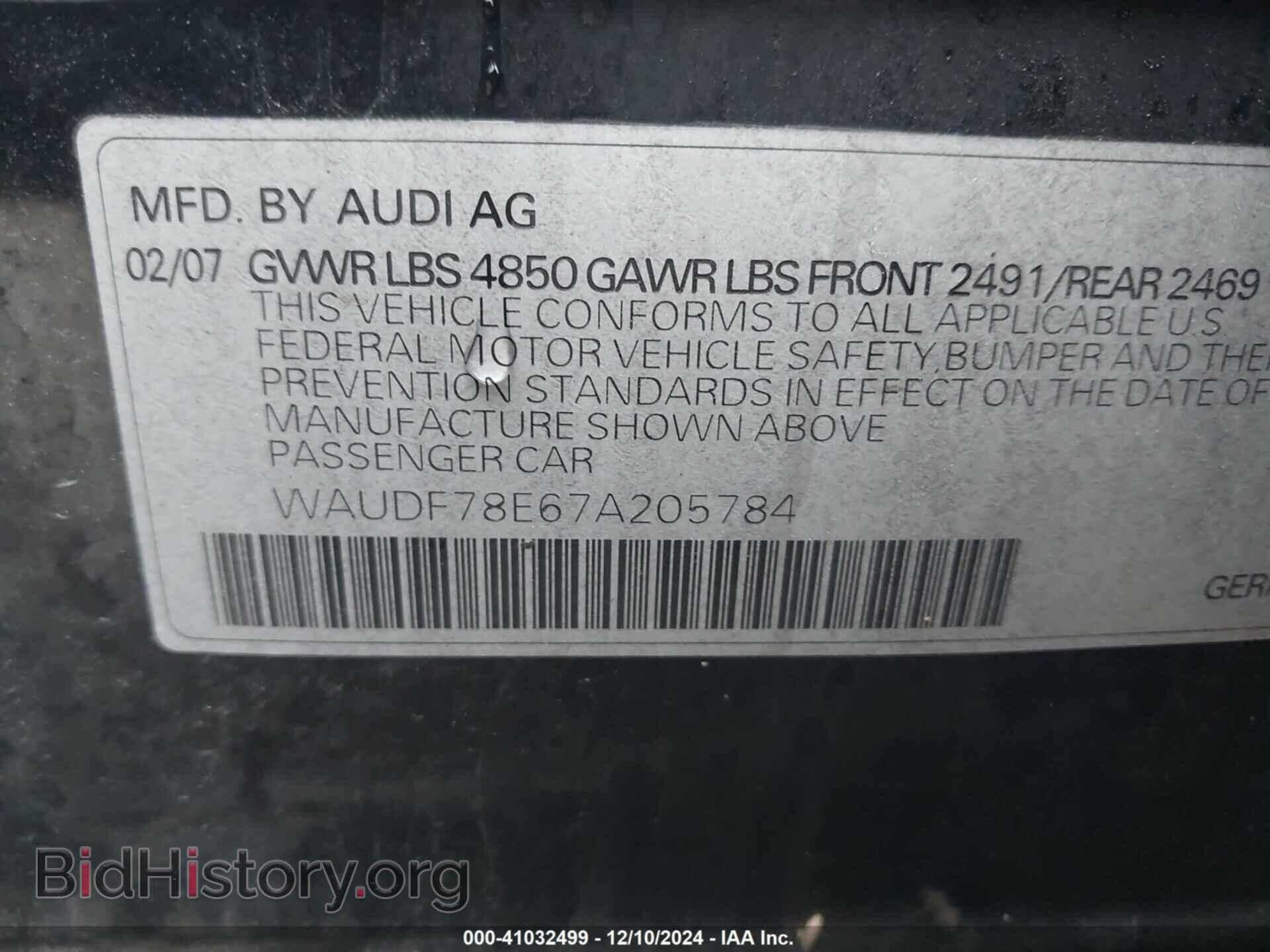 2007 AUDI A4 - VIN: WAUDF78E67A205784 - Photo 9