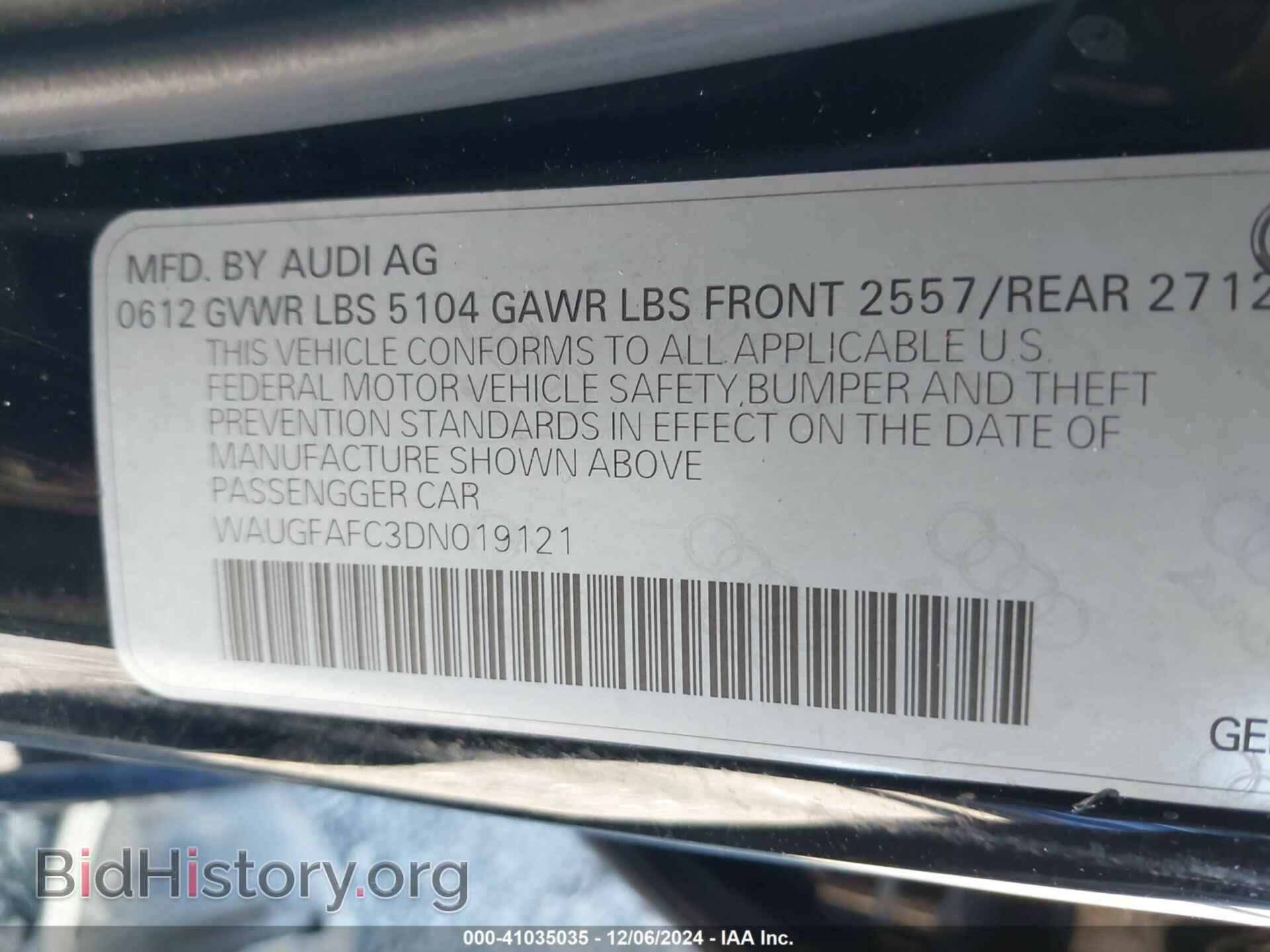 2013 AUDI A6 - VIN: WAUGFAFC3DN019121 - Фото 9