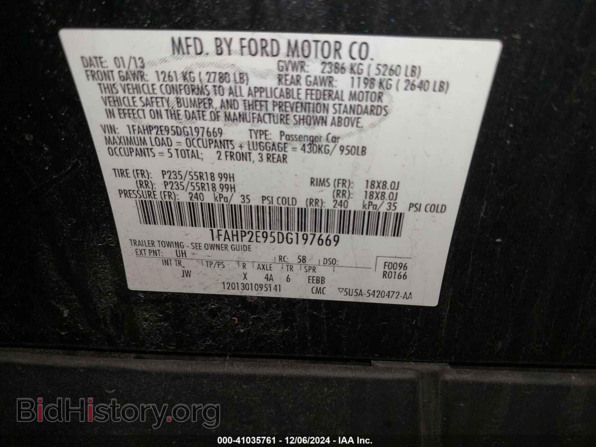 2013 FORD TAURUS - VIN: 1FAHP2E95DG197669 - Photo 9