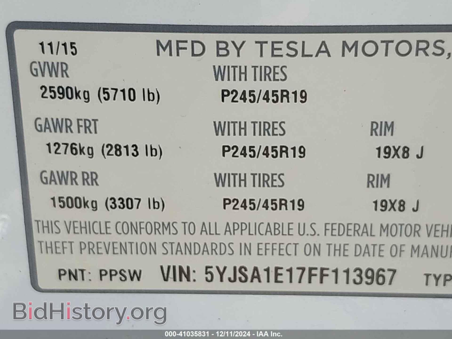 2015 TESLA MODEL S - VIN: 5YJSA1E17FF113967 - Photo 9