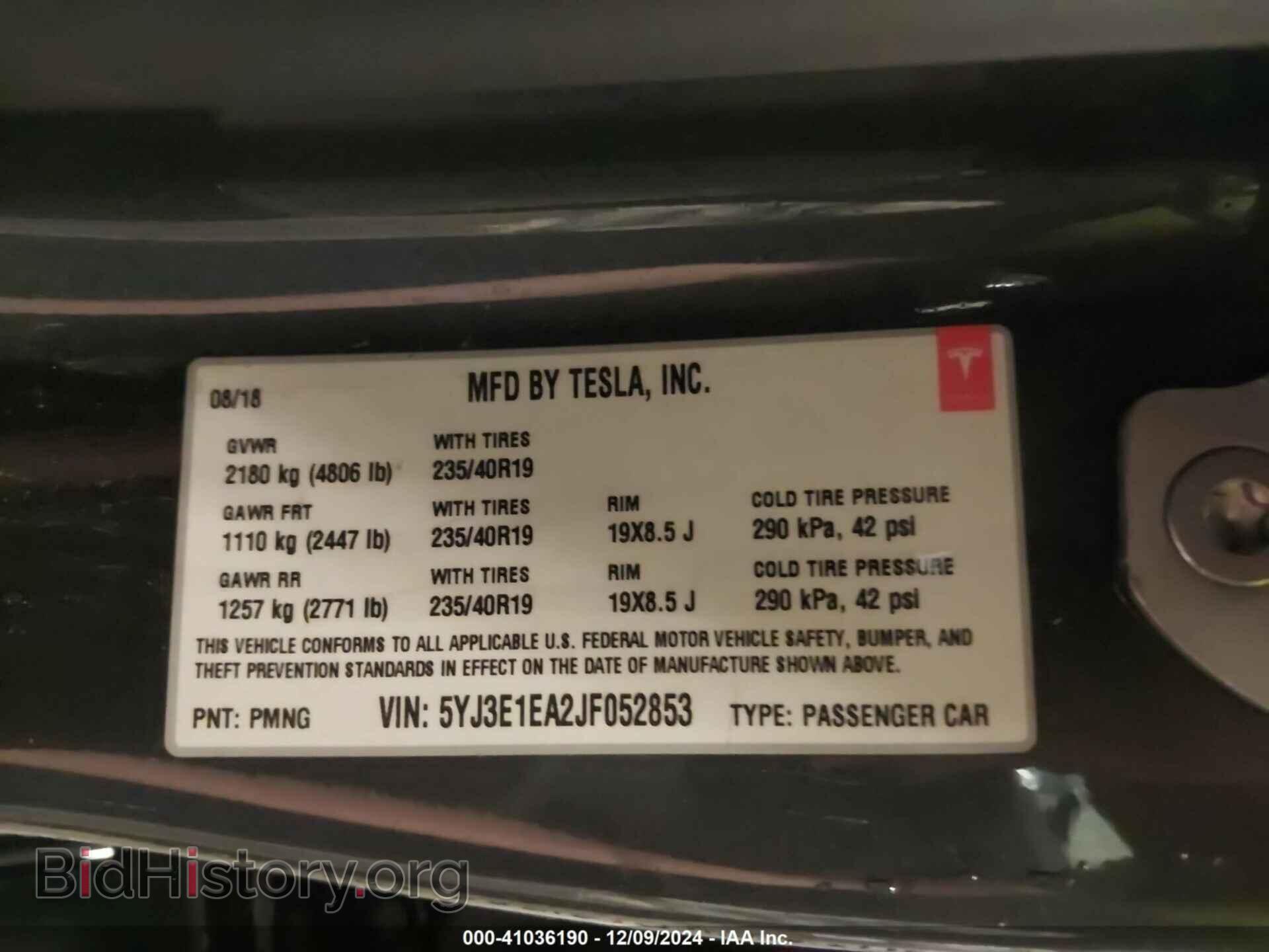 2018 TESLA MODEL 3 - VIN: 5YJ3E1EA2JF052853 - Photo 9