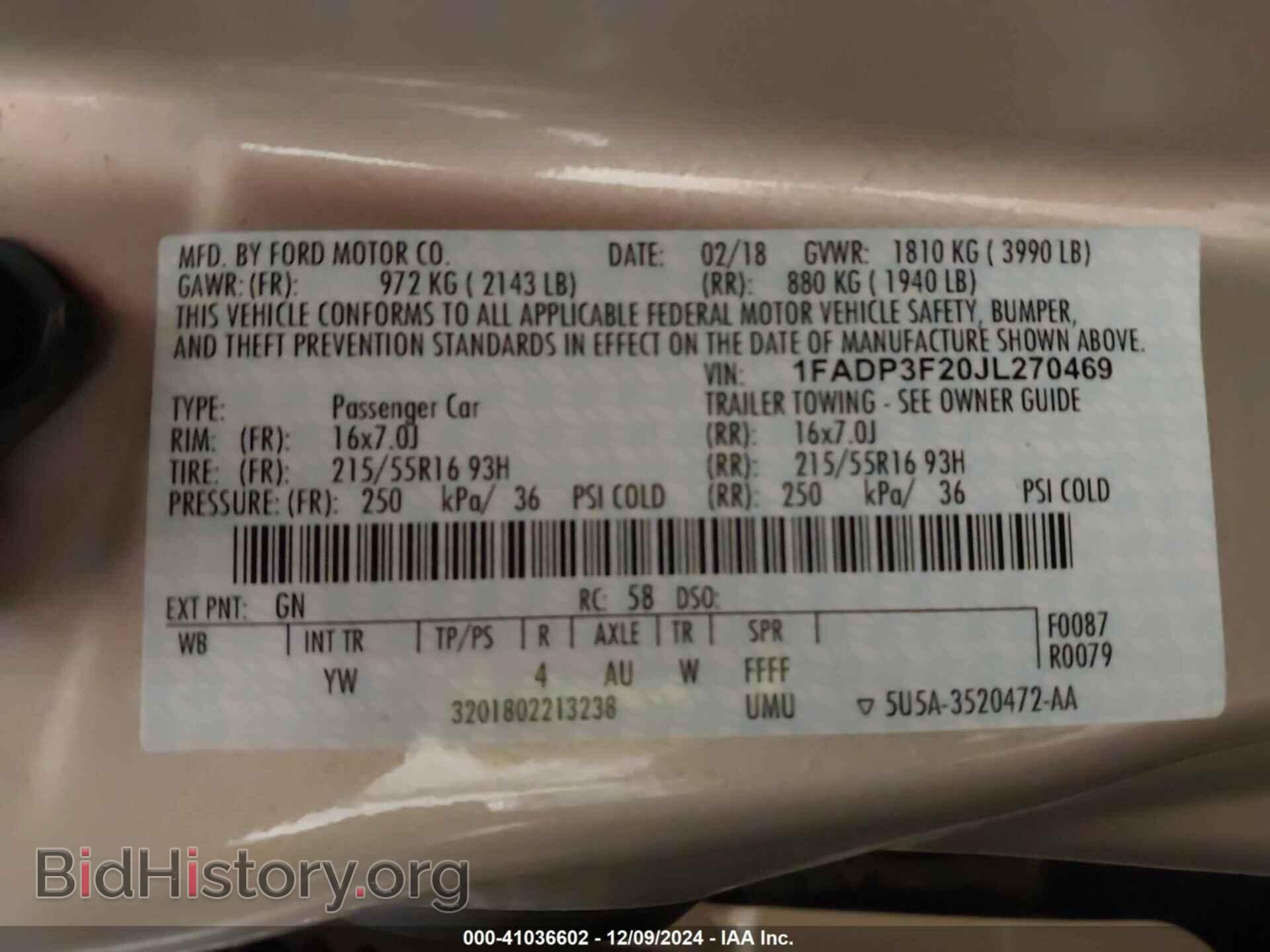 2018 FORD FOCUS - VIN: 1FADP3F20JL270469 - Фото 9