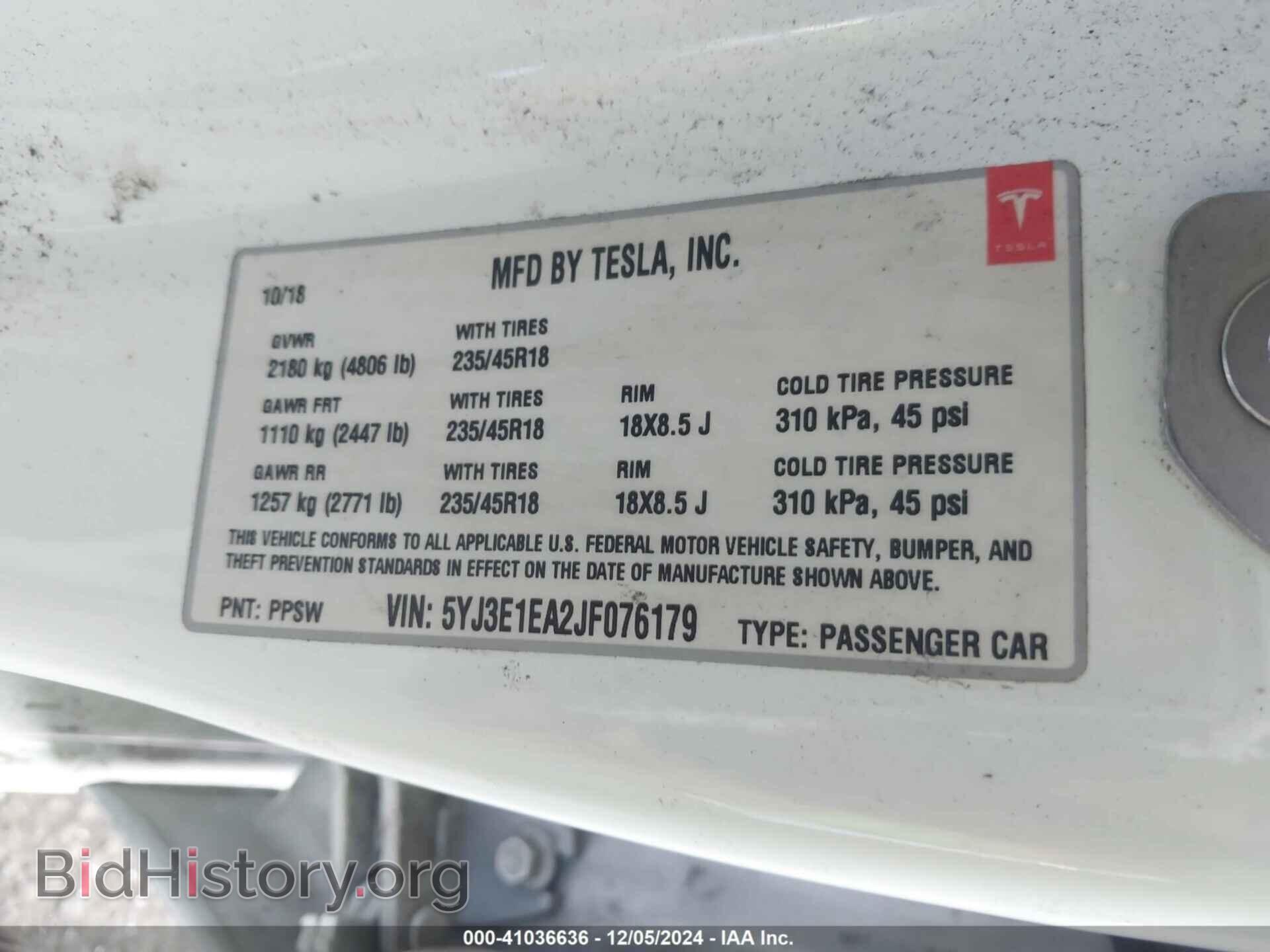 2018 TESLA MODEL 3 - VIN: 5YJ3E1EA2JF076179 - Photo 8