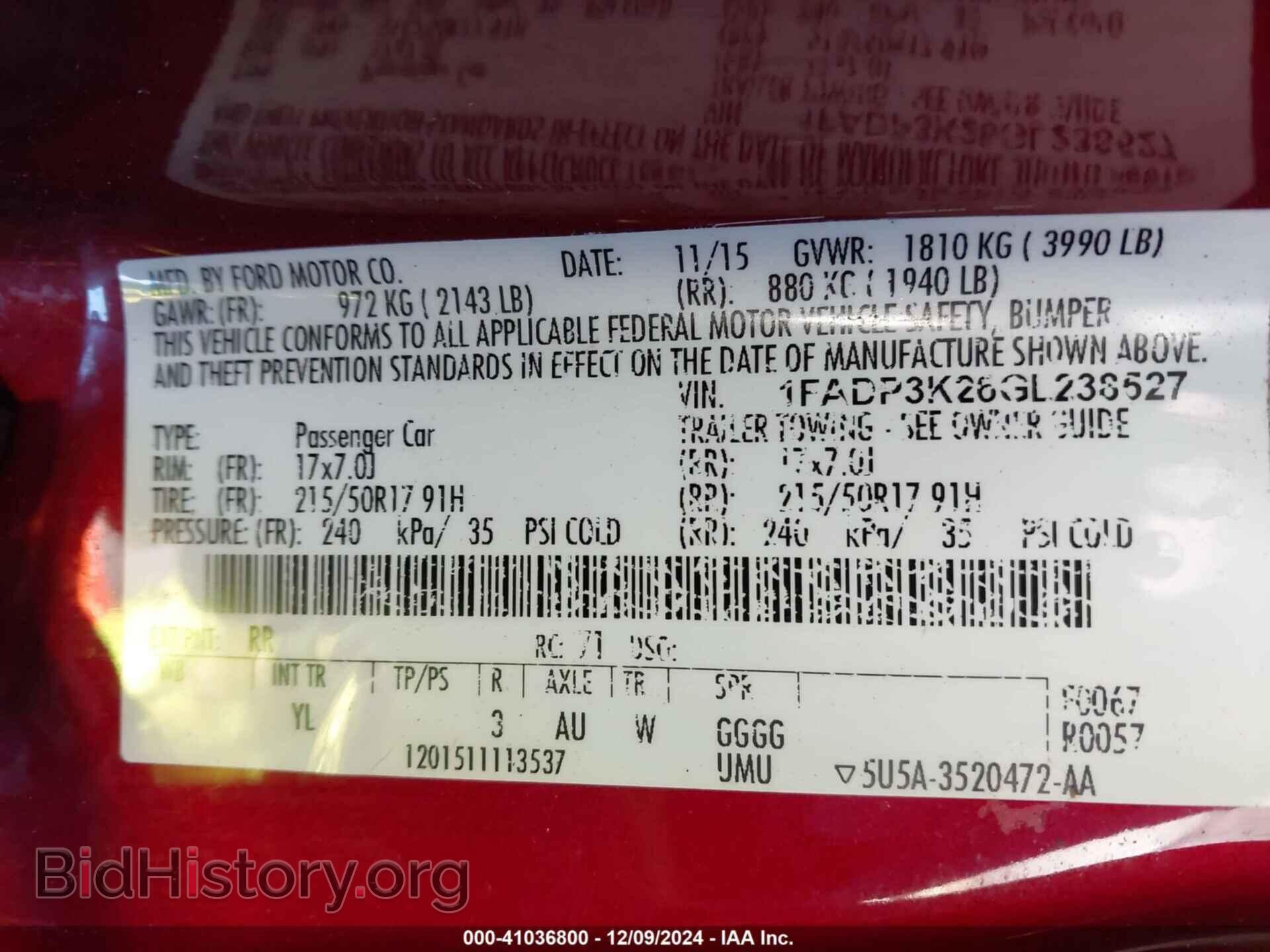 2016 FORD FOCUS - VIN: 1FADP3K26GL238527 - Фото 9