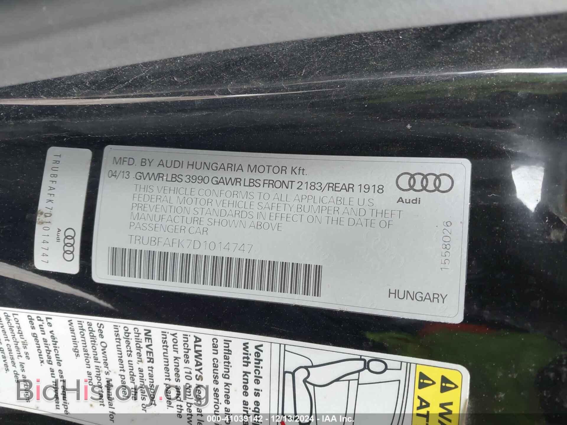 2013 AUDI TT - VIN: TRUBFAFK7D1014747 - Фото 9