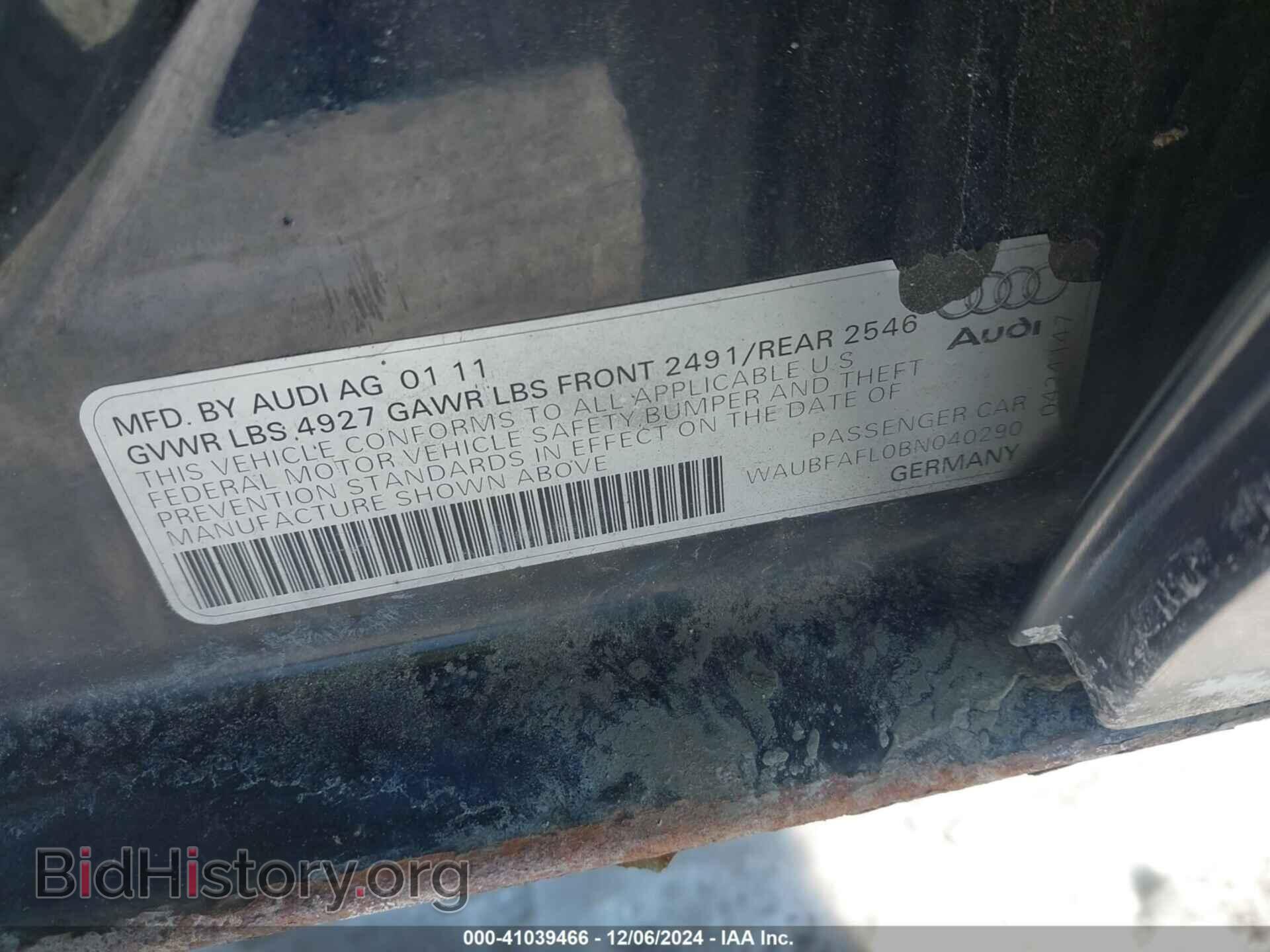 2011 AUDI A4 - VIN: WAUBFAFL0BN040290 - Фото 9