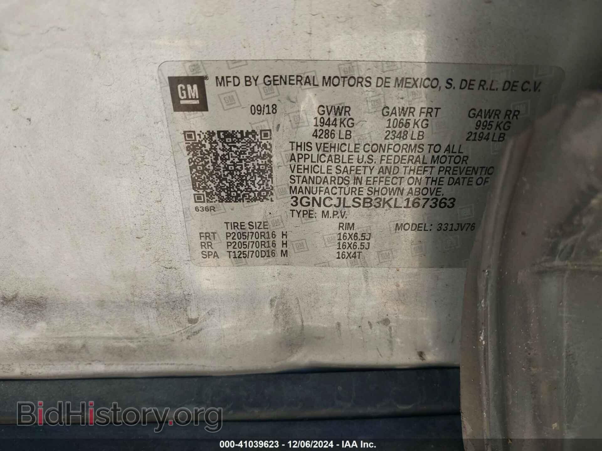 2019 CHEVROLET TRAX - VIN: 3GNCJLSB3KL167363 - Photo 9