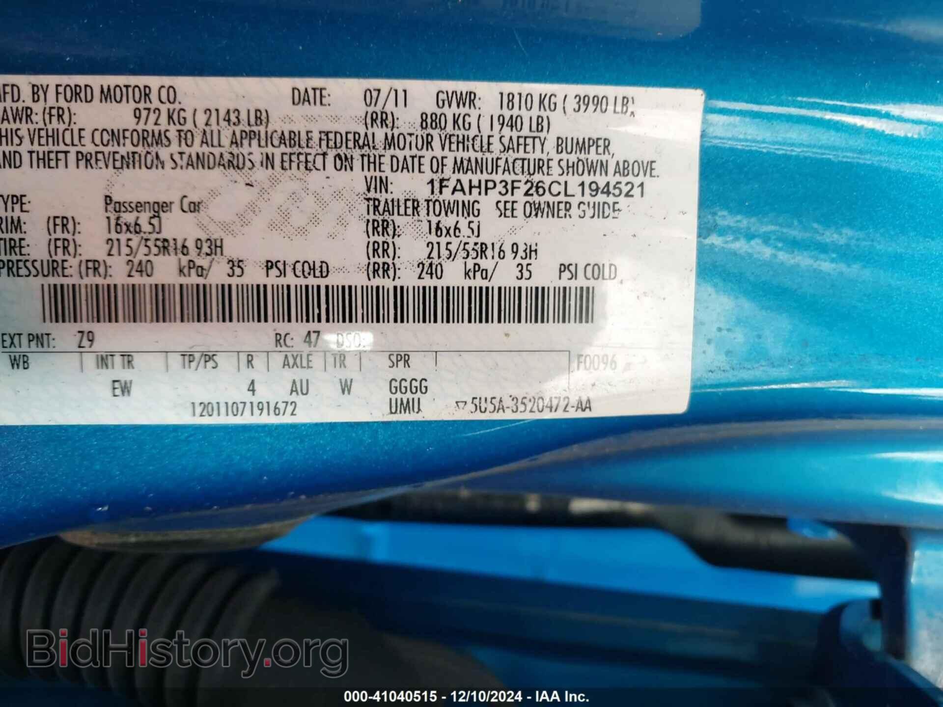 2012 FORD FOCUS - VIN: 1FAHP3F26CL194521 - Photo 9