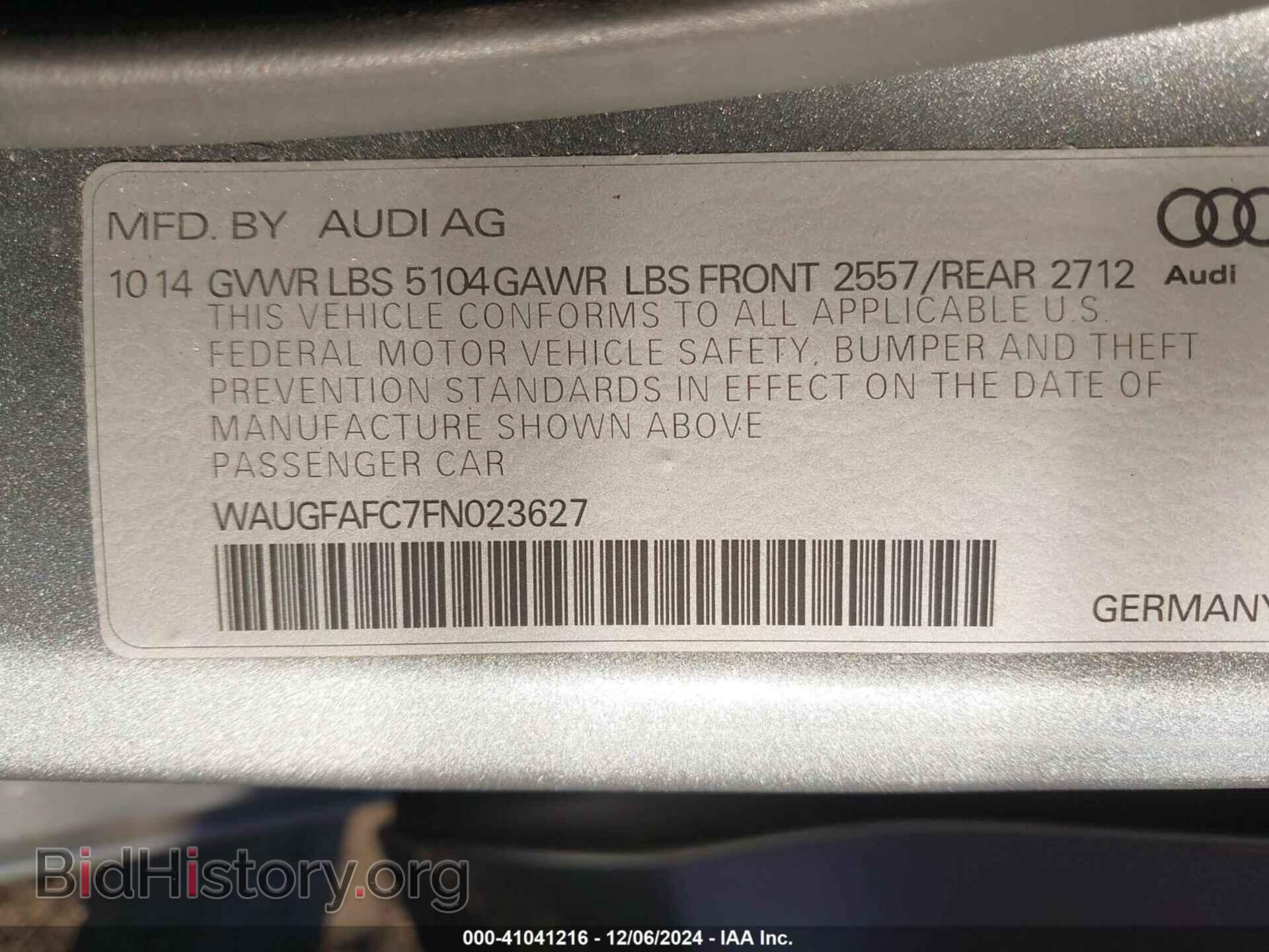2015 AUDI A6 - VIN: WAUGFAFC7FN023627 - Фото 9