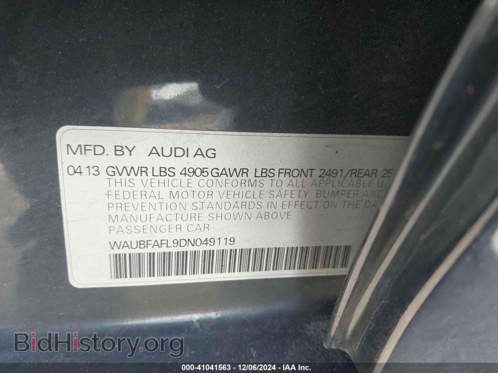 2013 AUDI A4 - VIN: WAUBFAFL9DN049119 - Фото 9