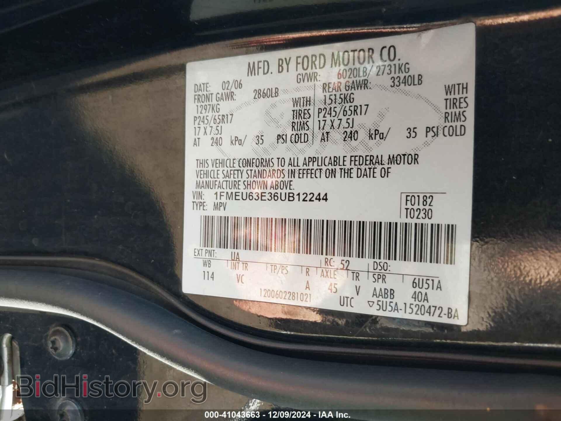 2006 FORD EXPLORER - VIN: 1FMEU63E36UB12244 - Фото 9