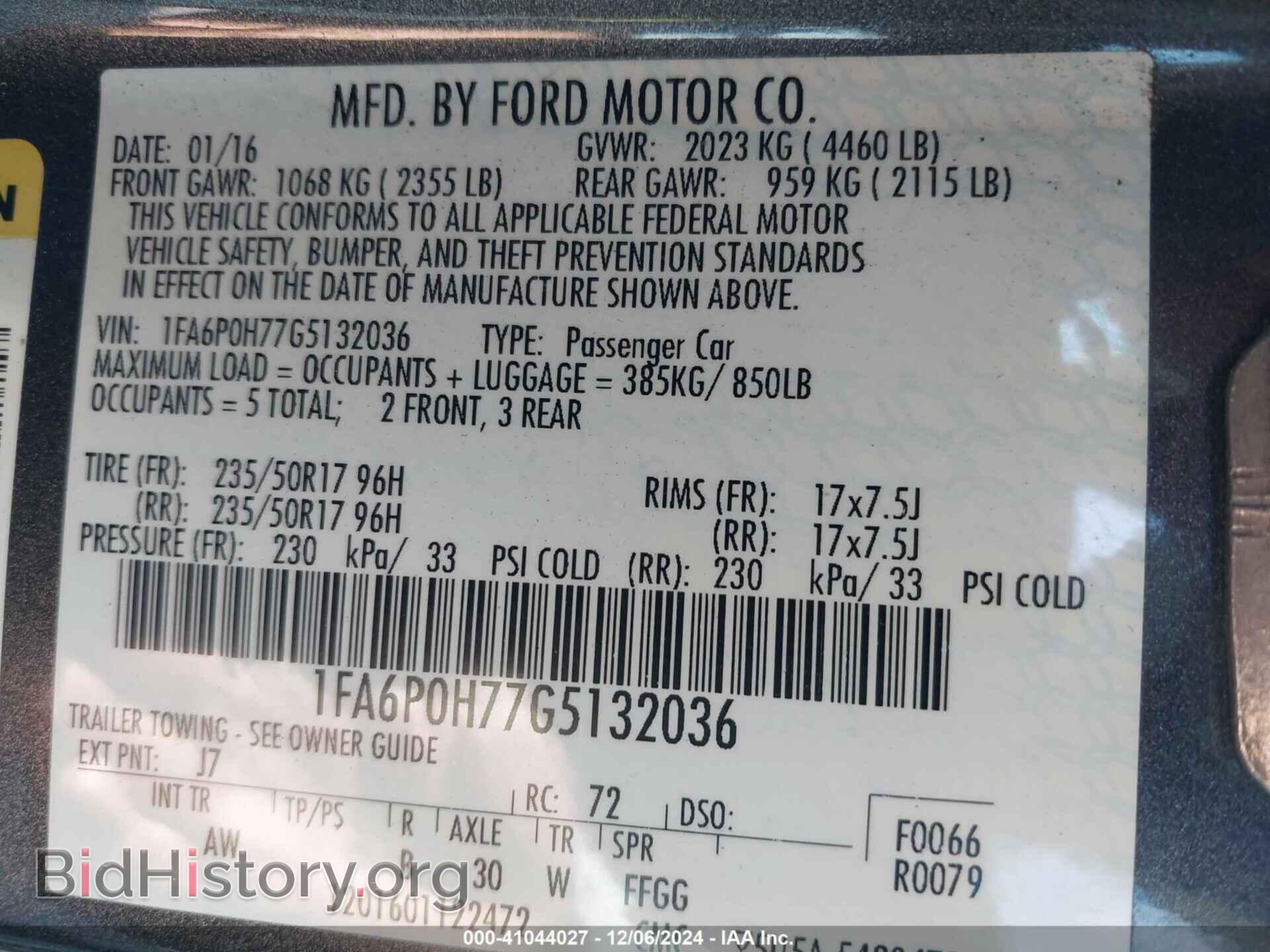 2016 FORD FUSION - VIN: 1FA6P0H77G5132036 - Фото 9