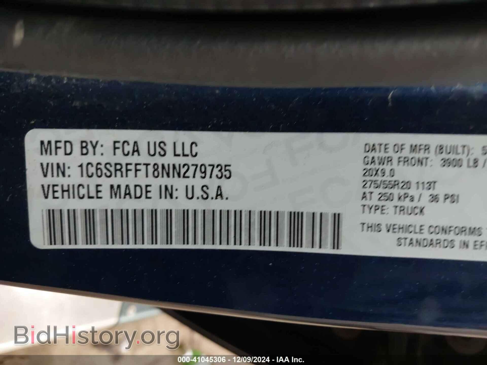 2022 RAM 1500 - VIN: 1C6SRFFT8NN279735 - Фото 9