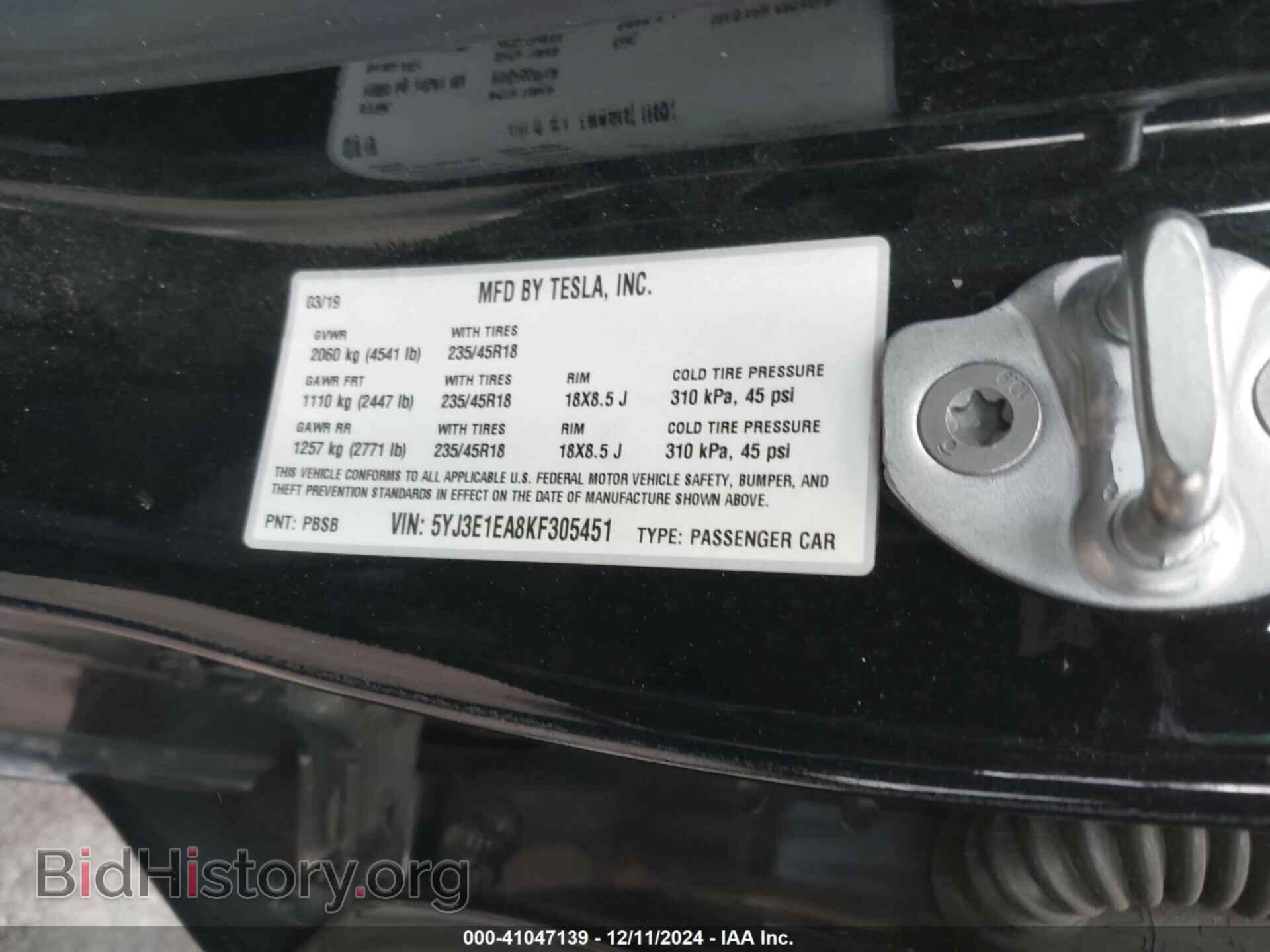 2019 TESLA MODEL 3 - VIN: 5YJ3E1EA8KF305451 - Photo 9