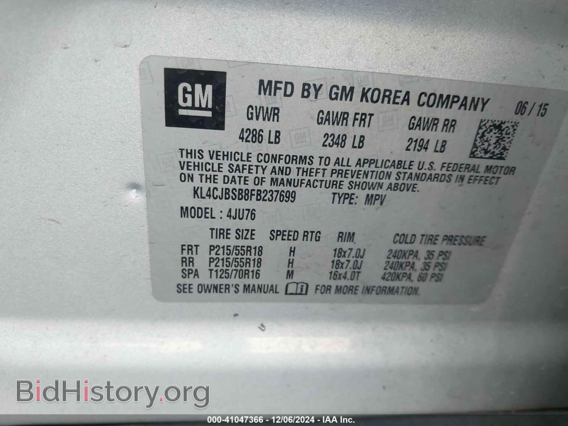 2015 BUICK ENCORE - VIN: KL4CJBSB8FB237699 - Photo 9