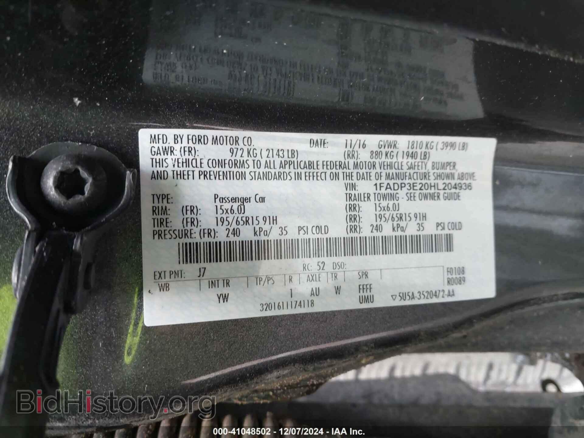 2017 FORD FOCUS - VIN: 1FADP3E20HL204936 - Фото 9