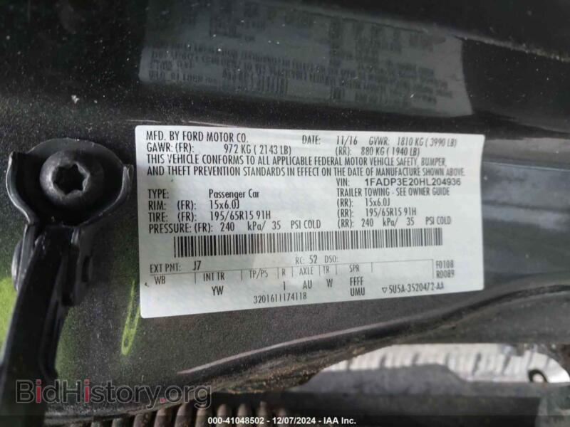 2017 Ford FOCUS (VIN 1FADP3E20HL204936) — photo 9 of 12