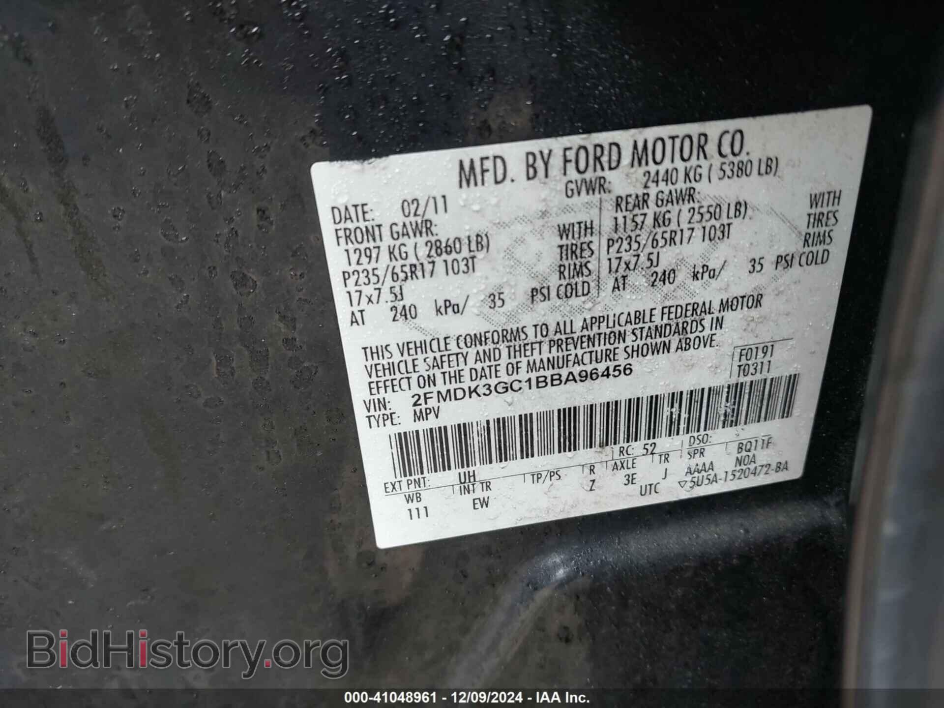 2011 FORD EDGE - VIN: 2FMDK3GC1BBA96456 - Photo 9