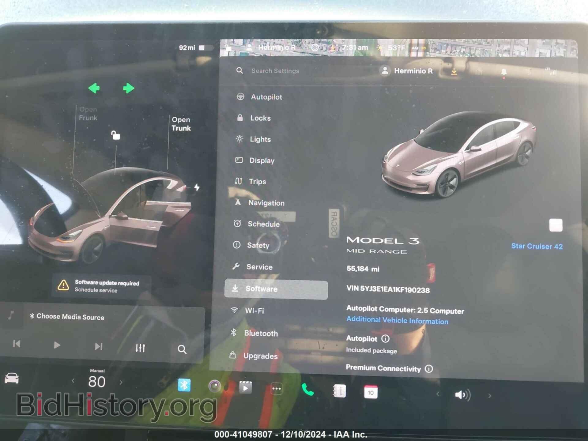 2019 TESLA MODEL 3 - VIN: 5YJ3E1EA1KF190238 - Фото 7