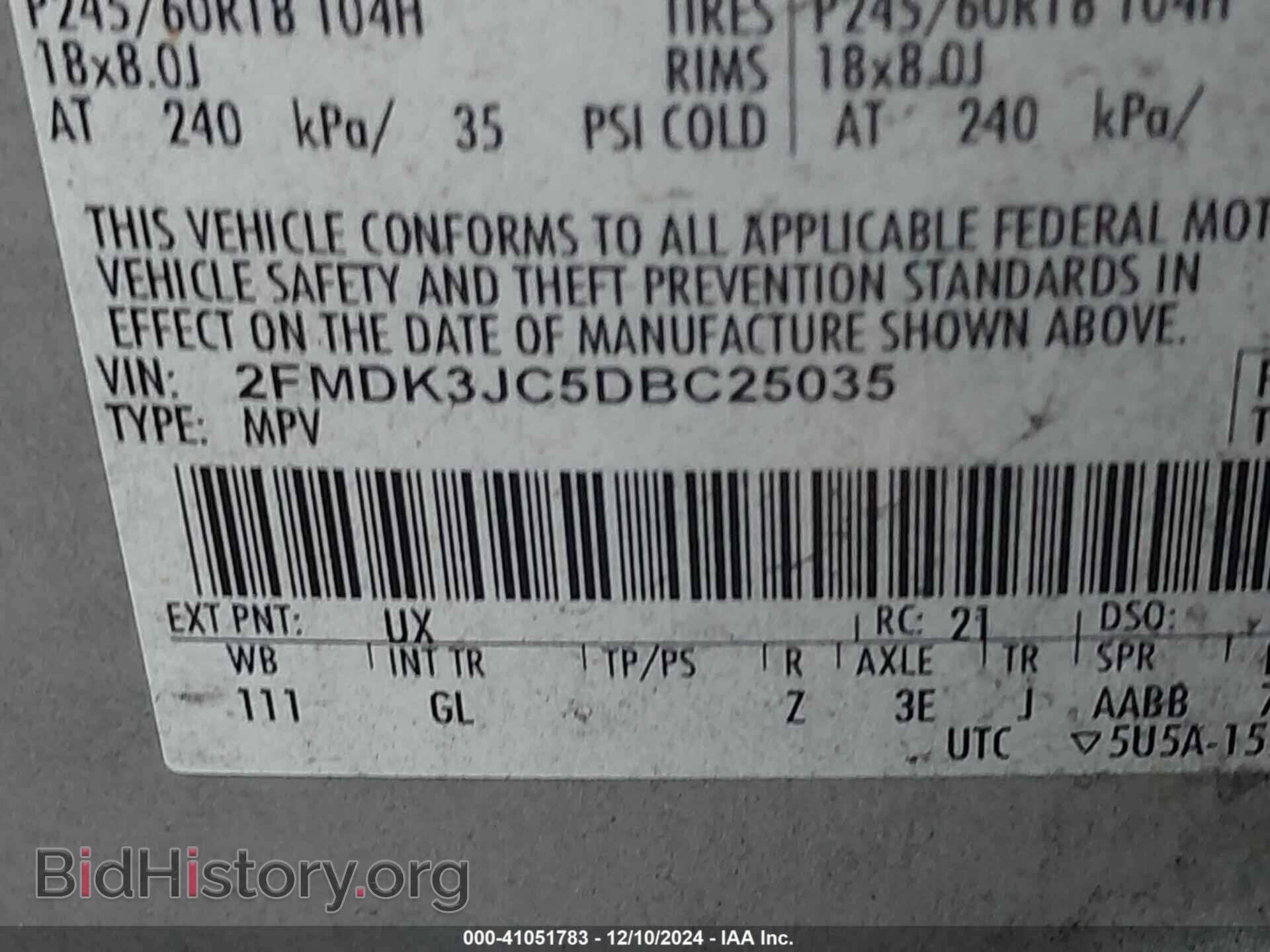 2013 FORD EDGE - VIN: 2FMDK3JC5DBC25035 - Photo 9